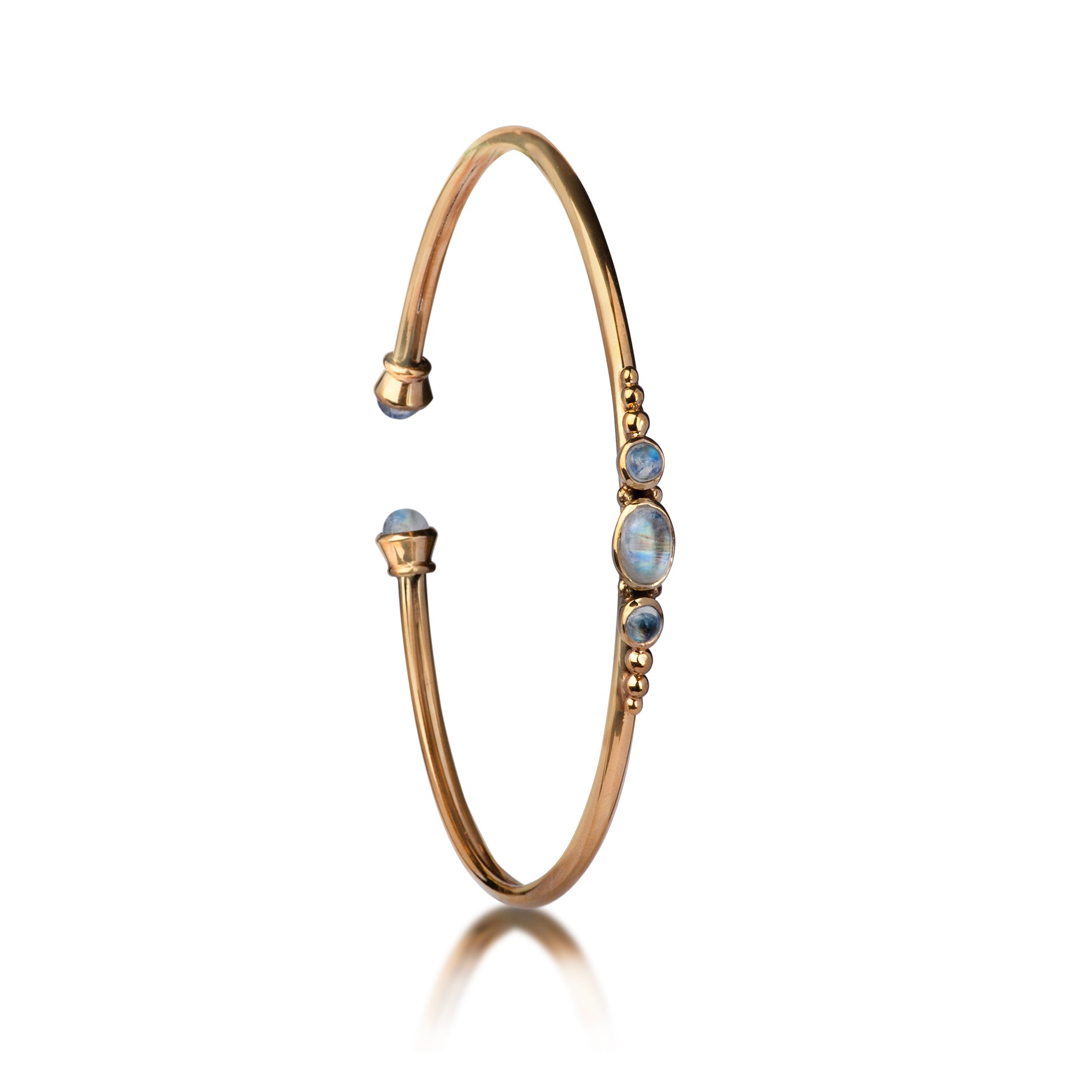 Gold Bangle with Moonstone Gemstones