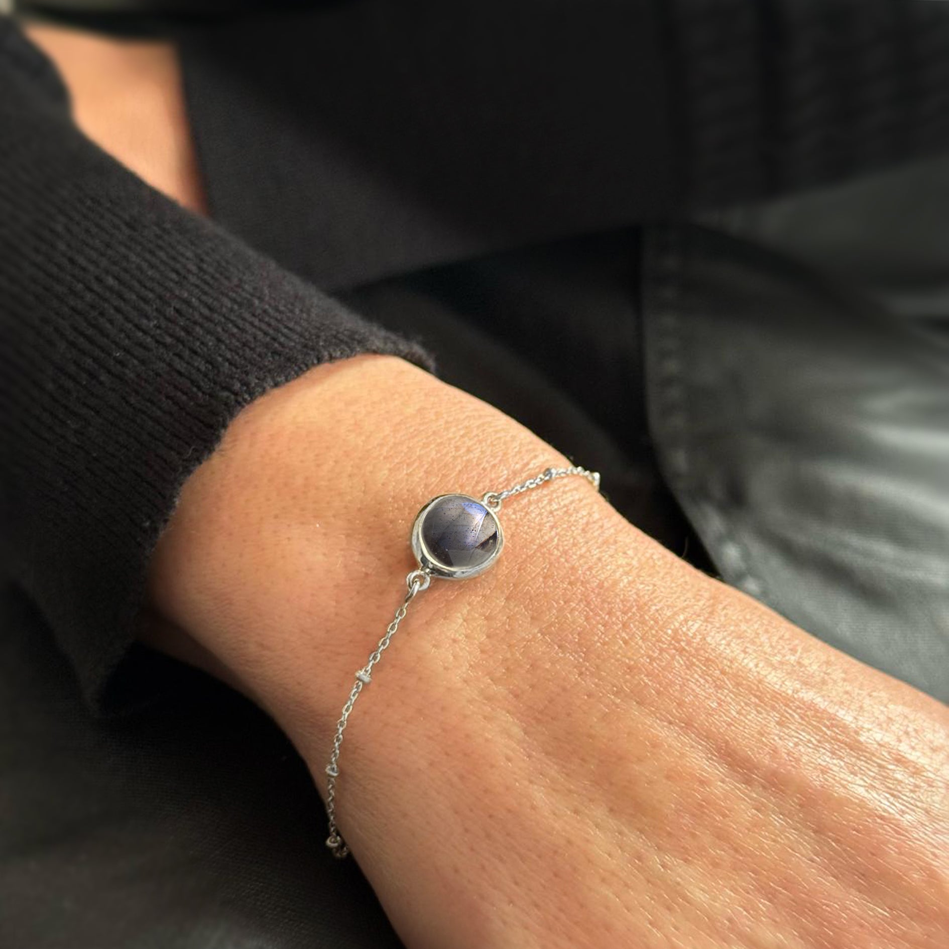 Labradorite 'You Are Loved' Bracelet In Gold Vermeil