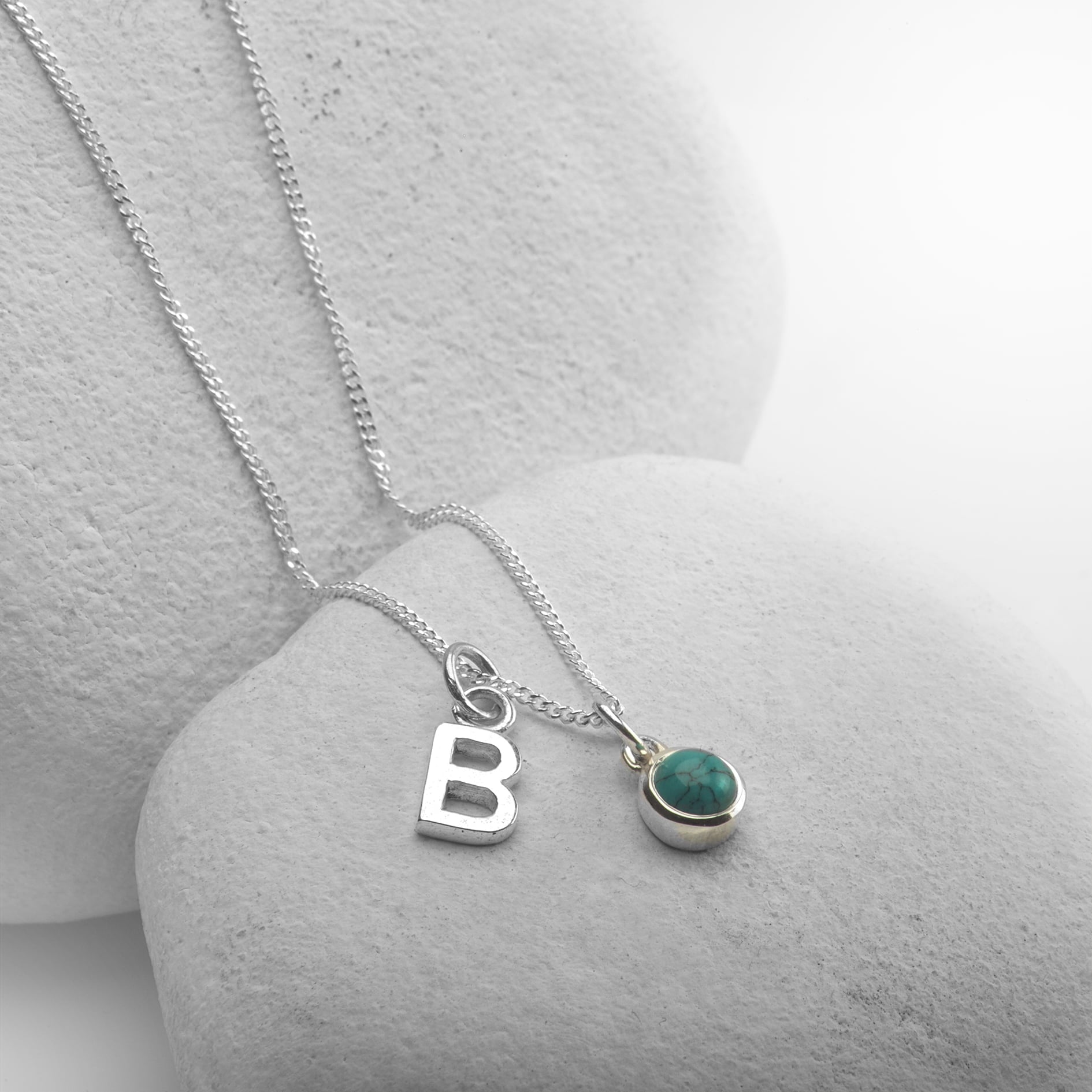 Personalized birthstone necklace with big letter charm