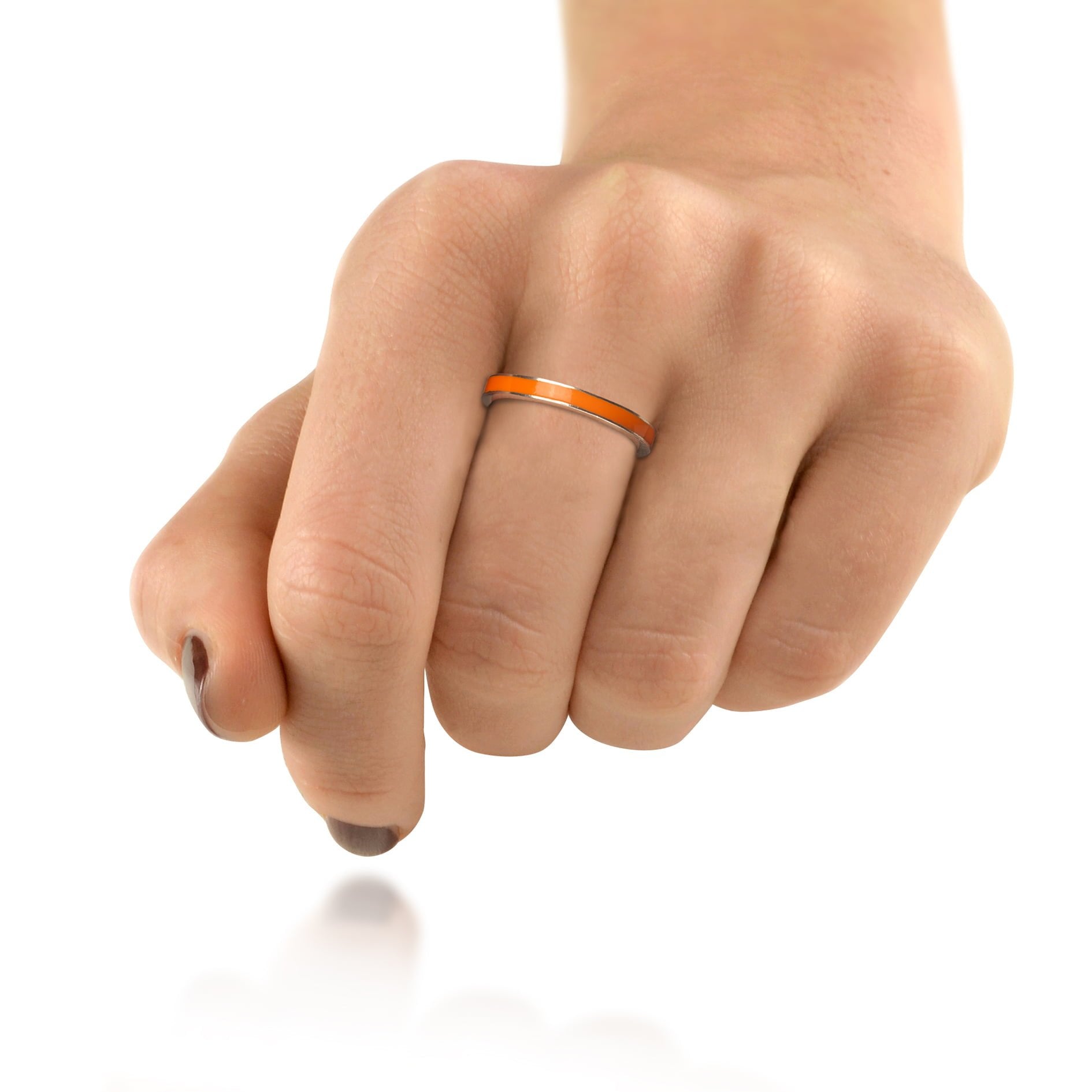 Colorful Stackable Enamel Band Rings in Sterling Silver