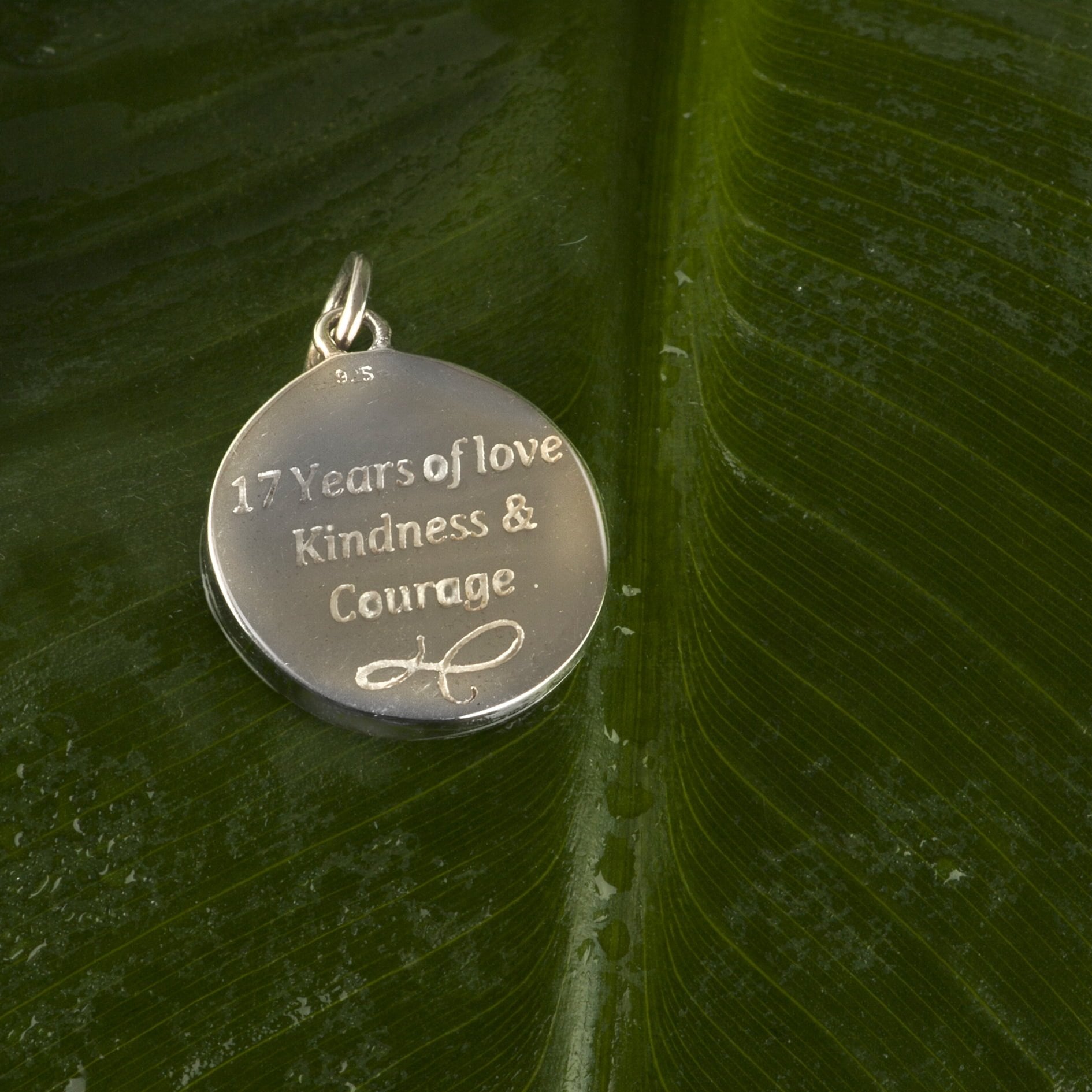 Kindness and Courage Green Enamel Coin with Diamond
