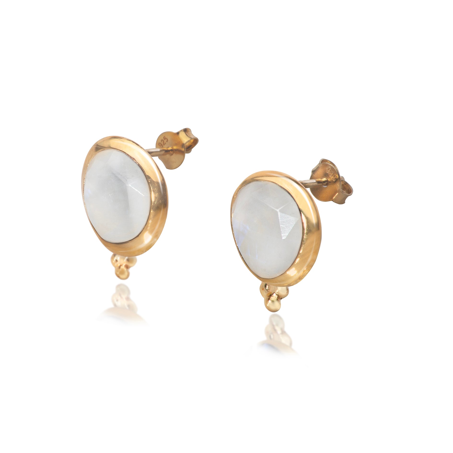 Moonstone 'You Are Loved' Stud Earrings In Gold Vermeil