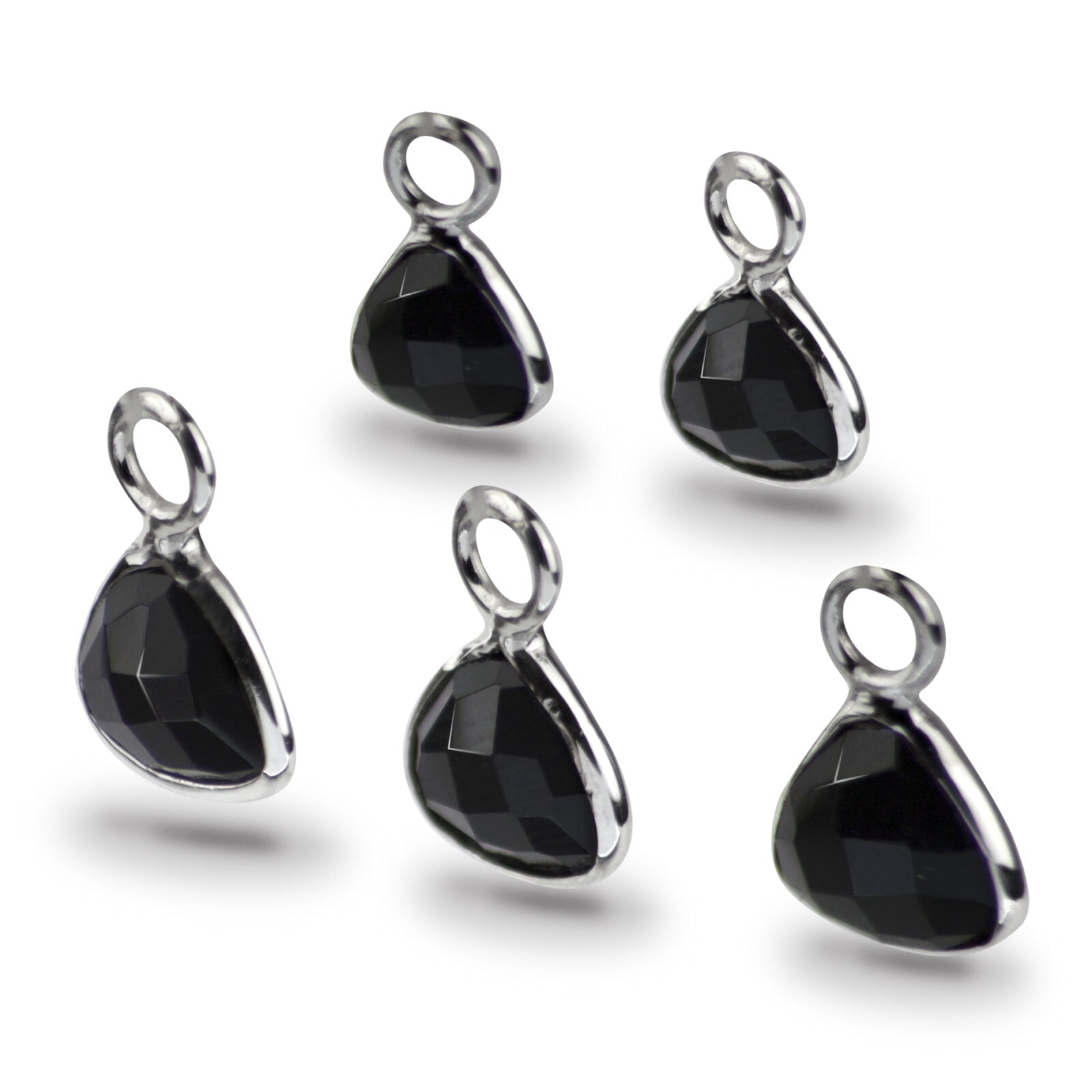 Trillion Shaped 8mm Faceted Black Onyx Connectors
