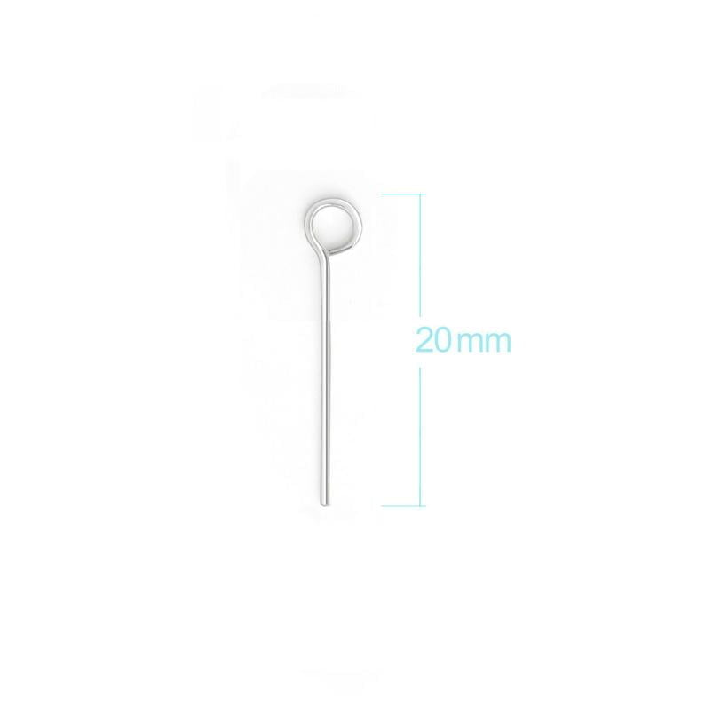 Eye Head Pins in Sterling Silver - Length 20mm