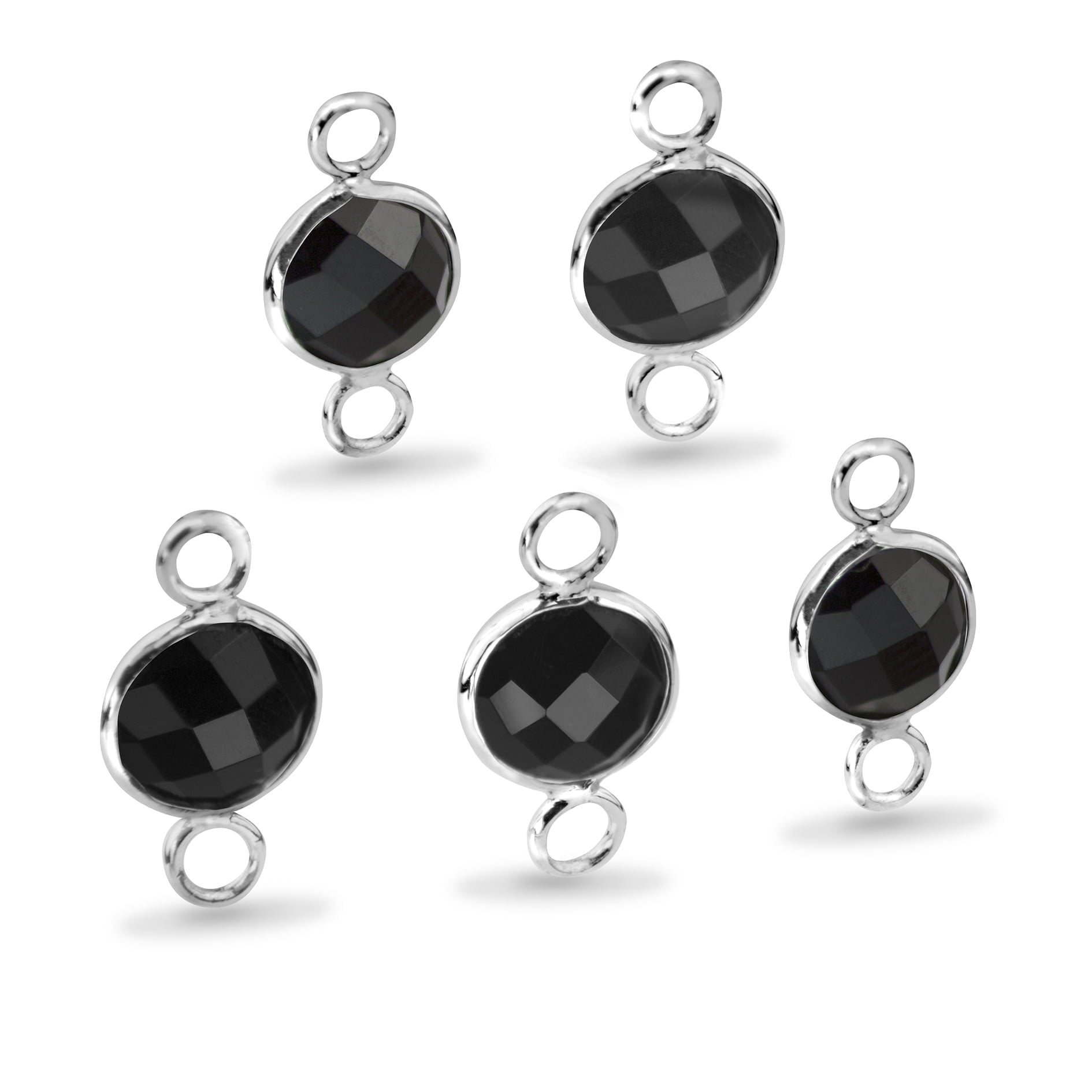Round Shaped 8mm Faceted Black Onyx Connectors