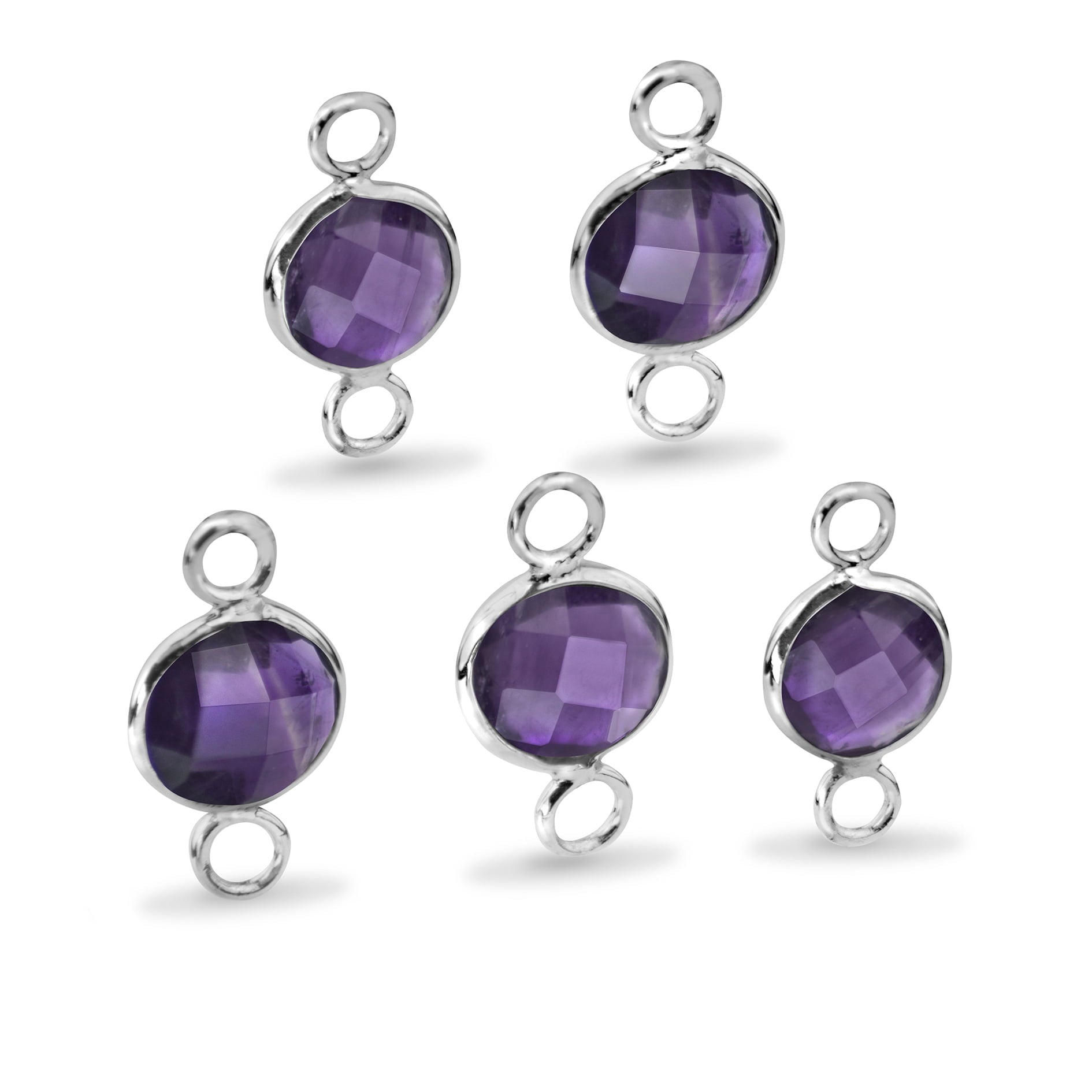Round Shaped 8mm Faceted Amethyst Connectors