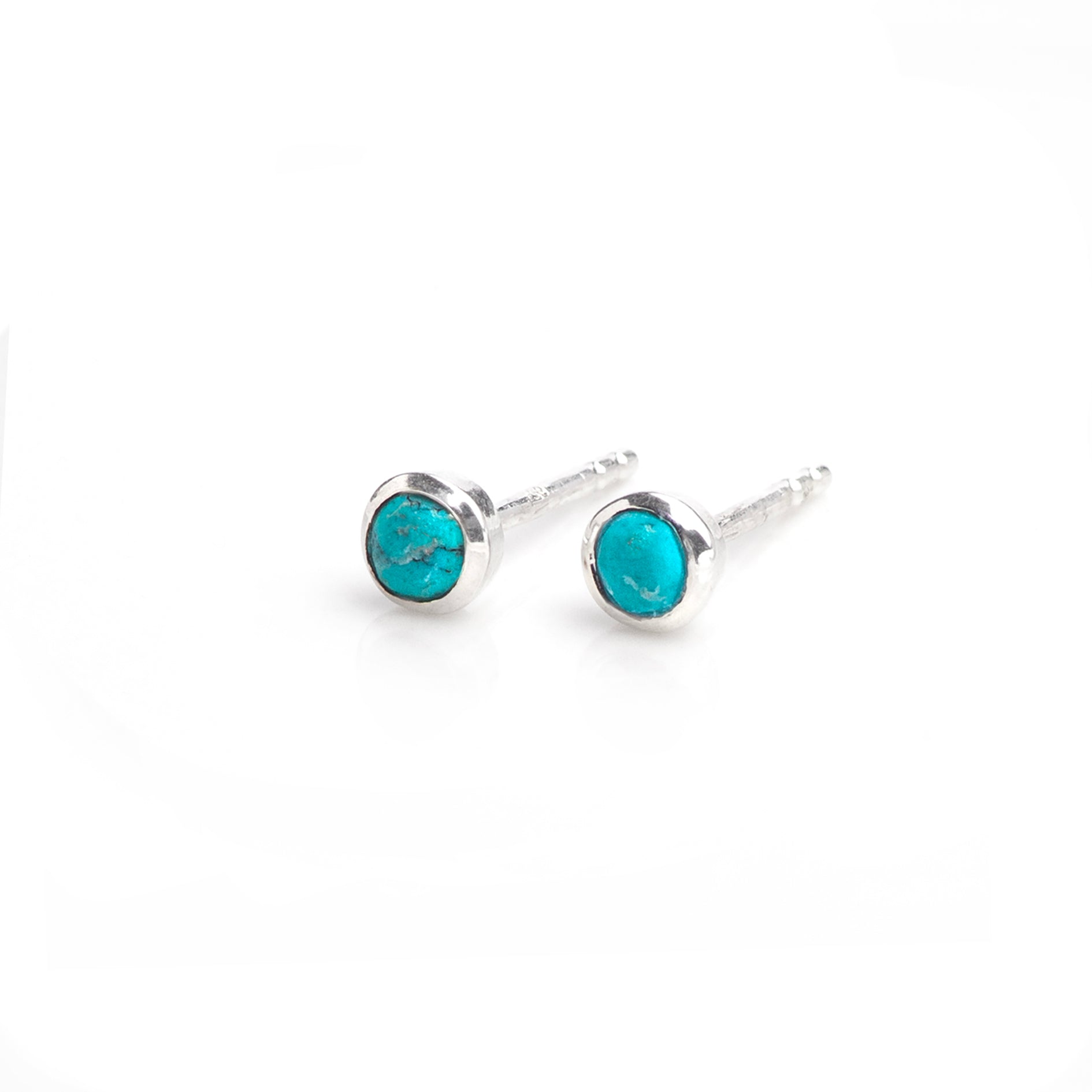 December Birthstone Tiny Stud Earrings In Sterling Silver – Turquoise