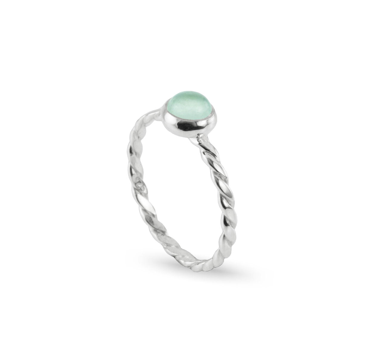 March Birthstone Ring – Aqua Chalcedony gemstone in Sterling Silver