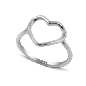Big Open Heart Ring in Sterling Silver