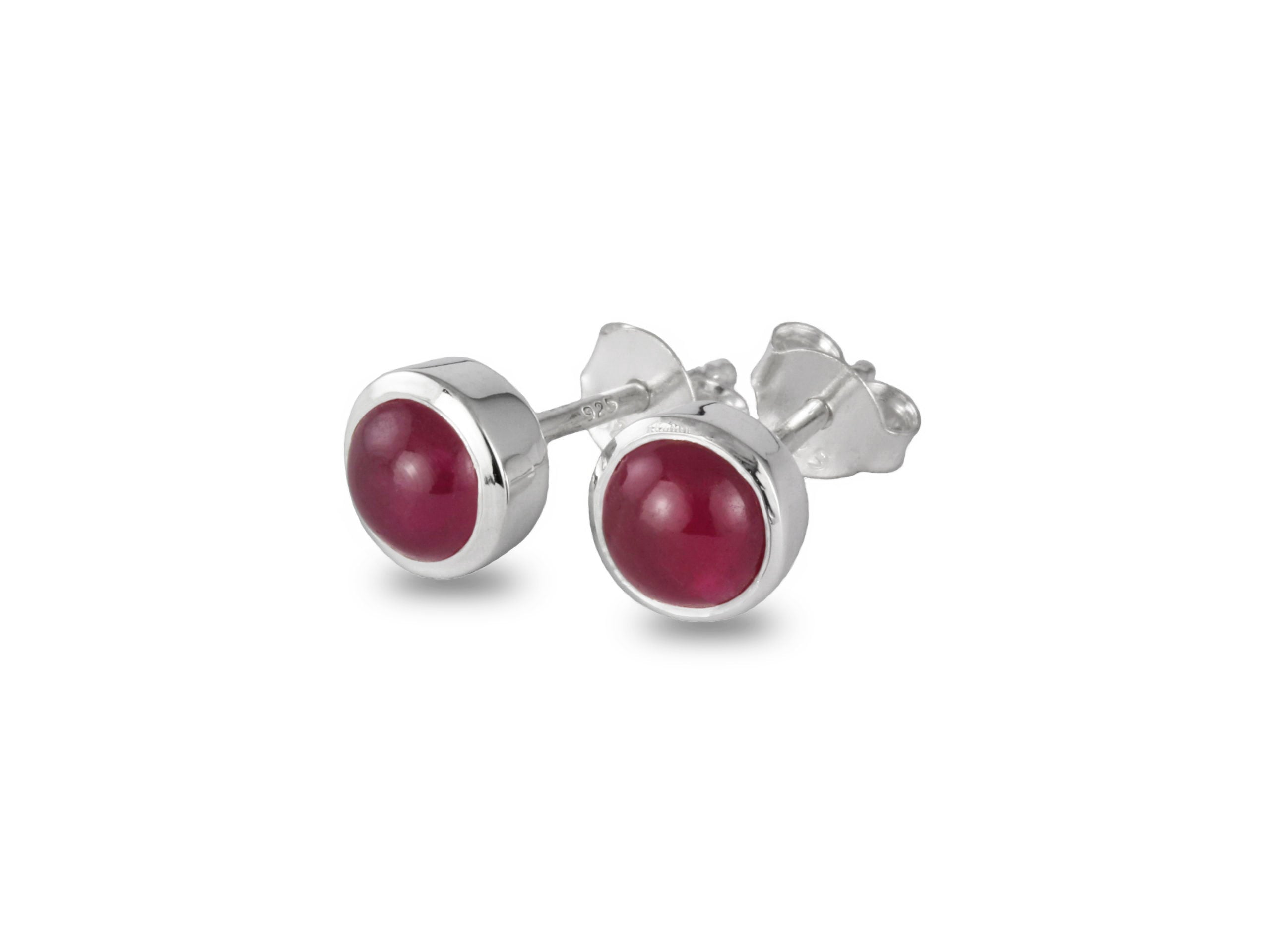July Birthstone Earrings - Ruby in Sterling Silver