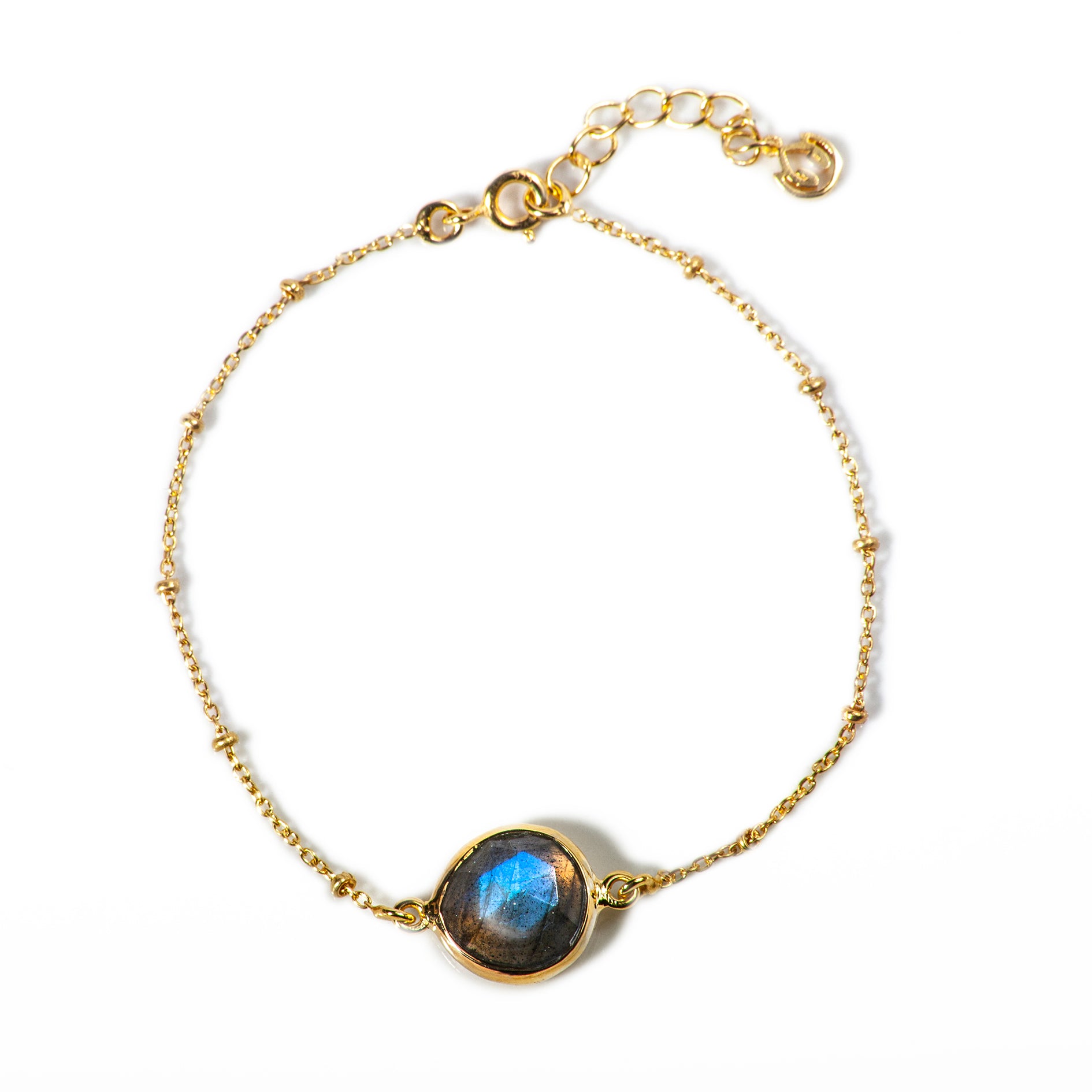 Labradorite 'You Are Loved' Bracelet In Gold Vermeil