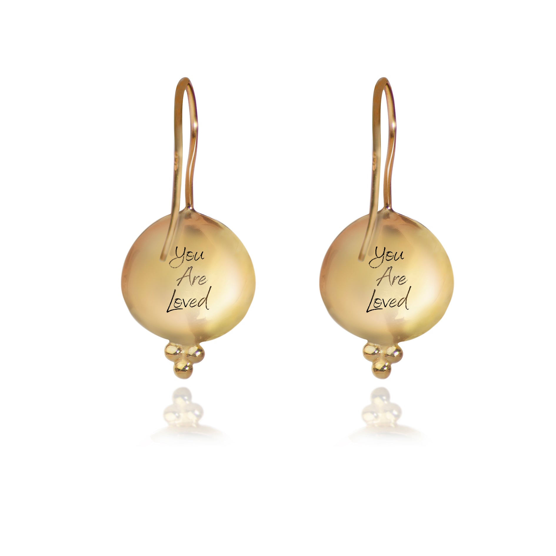 Labradorite 'You Are Loved' Hook Earrings In Gold Vermeil