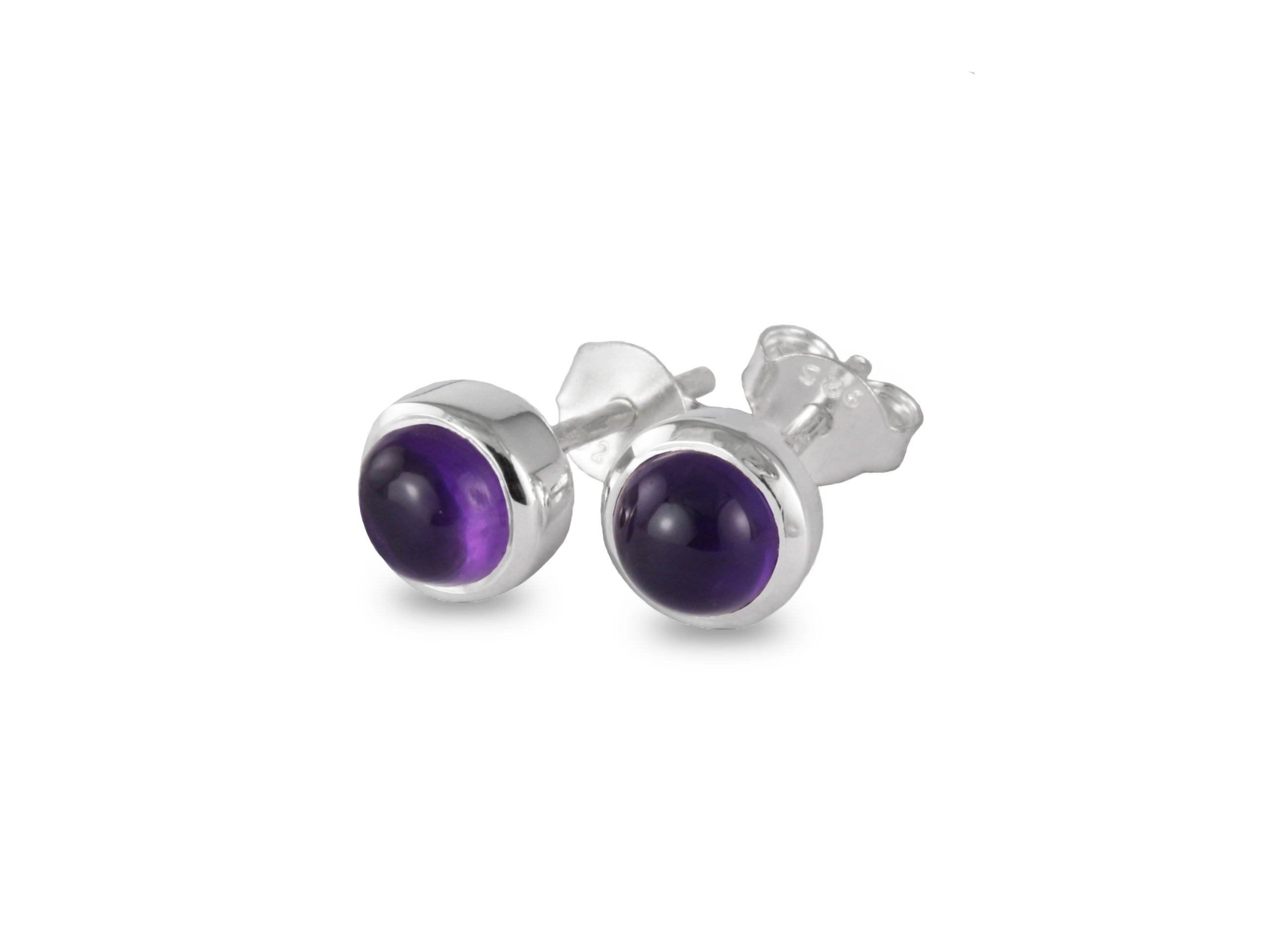 February Birthstone Earrings Studs in Sterling Silver