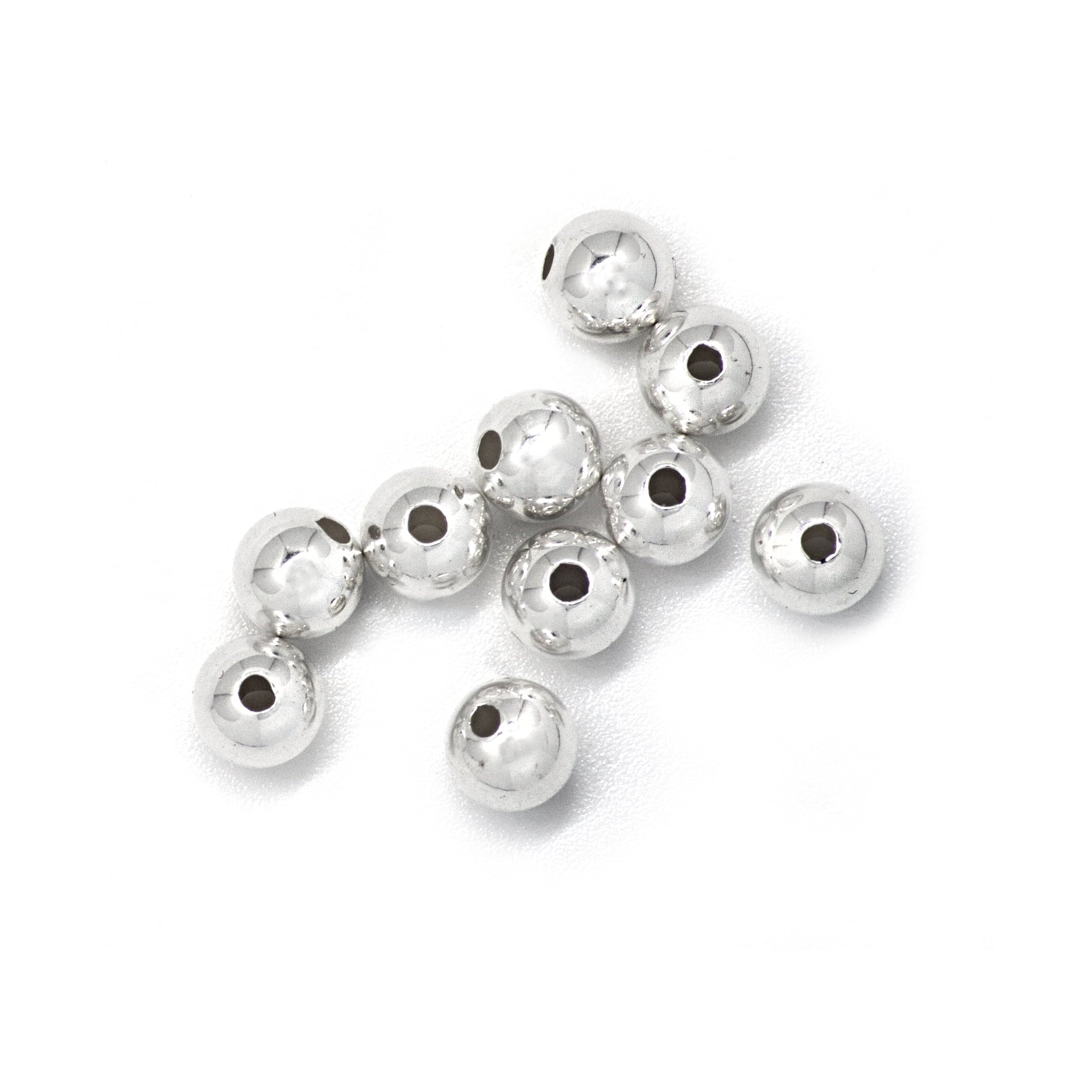 Plain Round Hollow Beads in Sterling Silver - 6mm Diameter