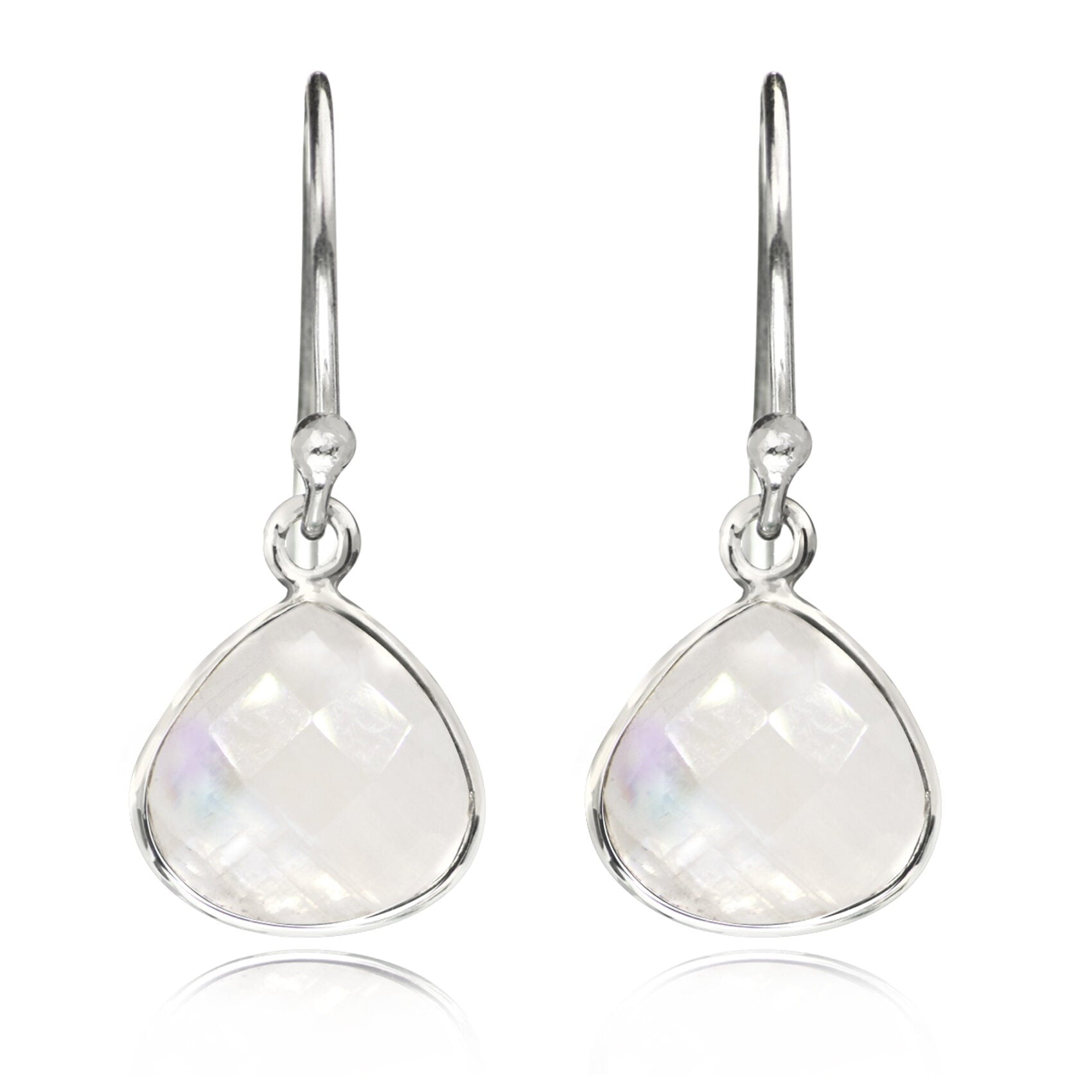 Teardrop Earrings with Moonstone and Sterling Silver