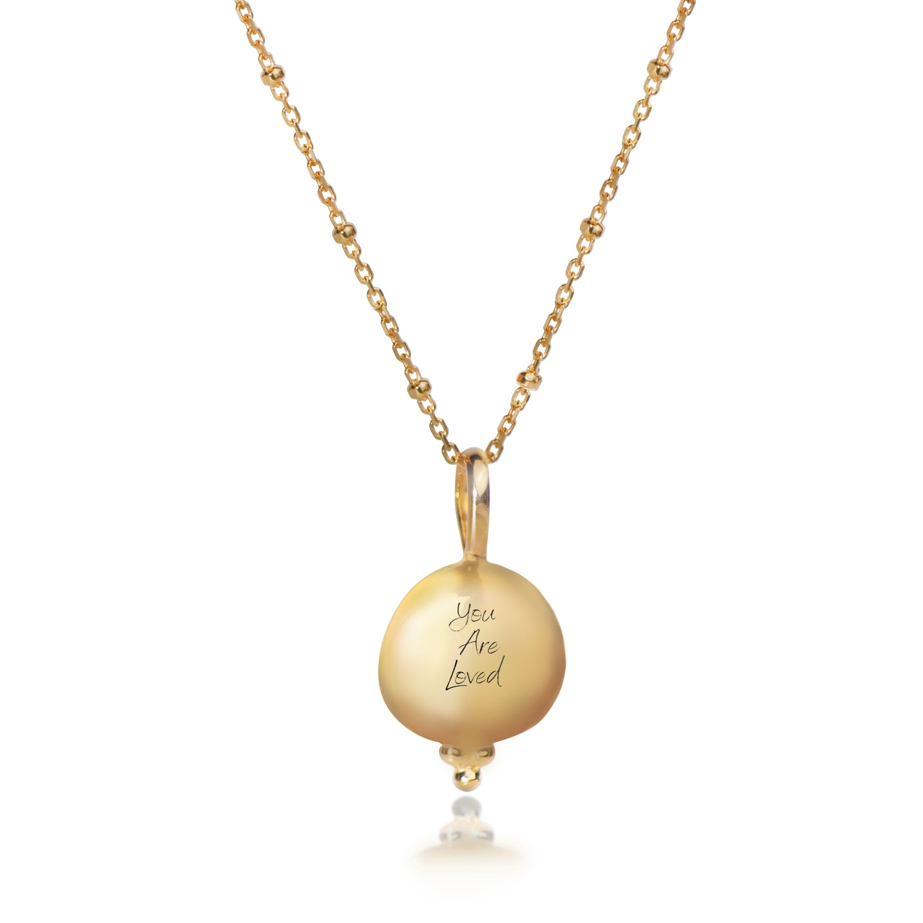 Moonstone 'You Are Loved' Necklace In Gold Vermeil