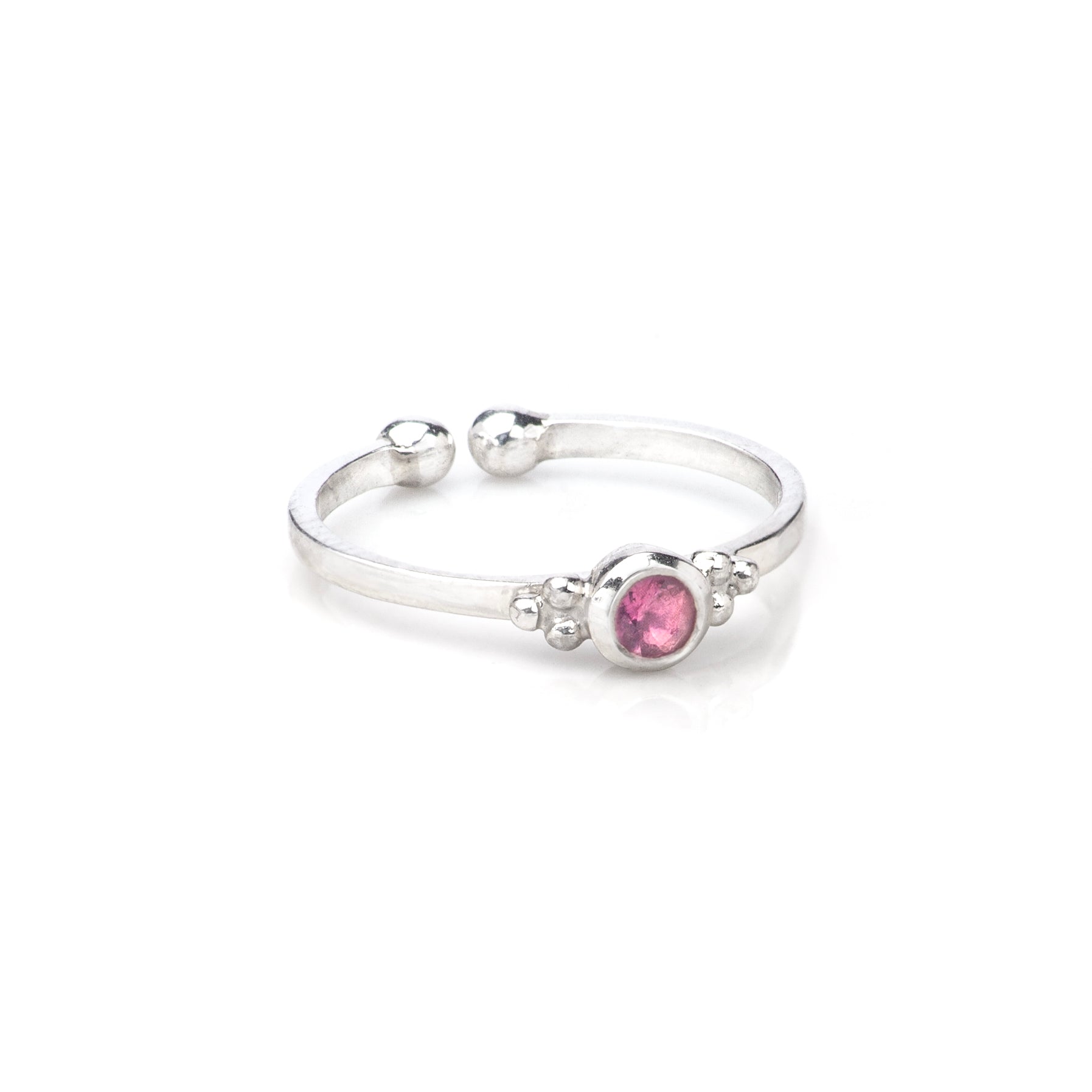 October Birthstone Toe/Midi Ring In Sterling Silver-Pink Tourmaline
