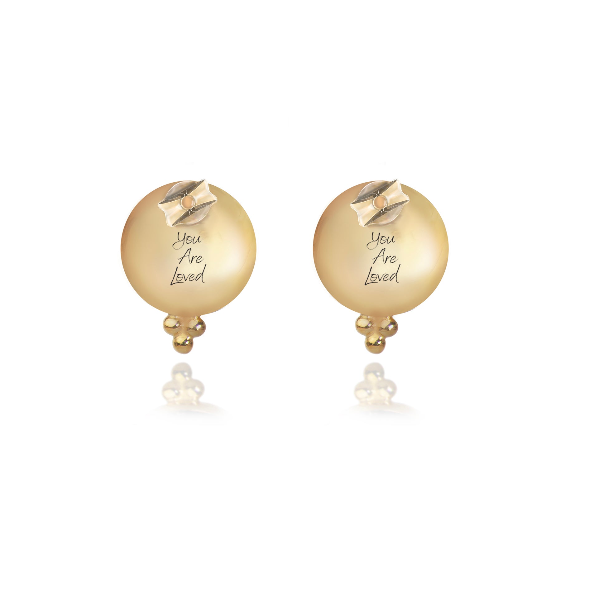 Labradorite 'You Are Loved' Stud Earrings In Gold Vermeil