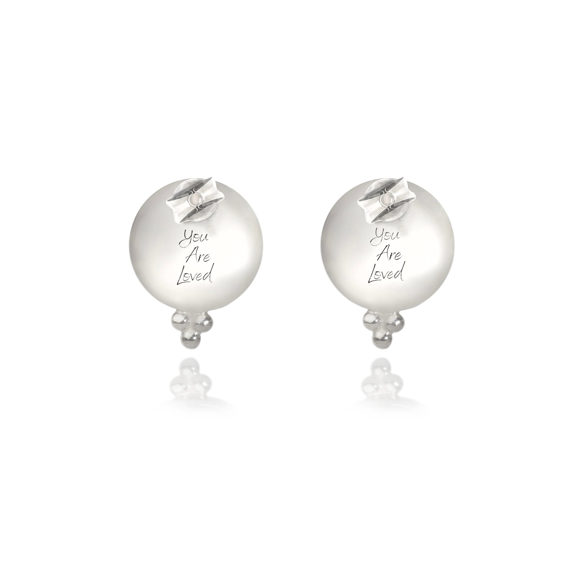 Moonstone 'You Are Loved' Stud Earrings In Sterling Silver