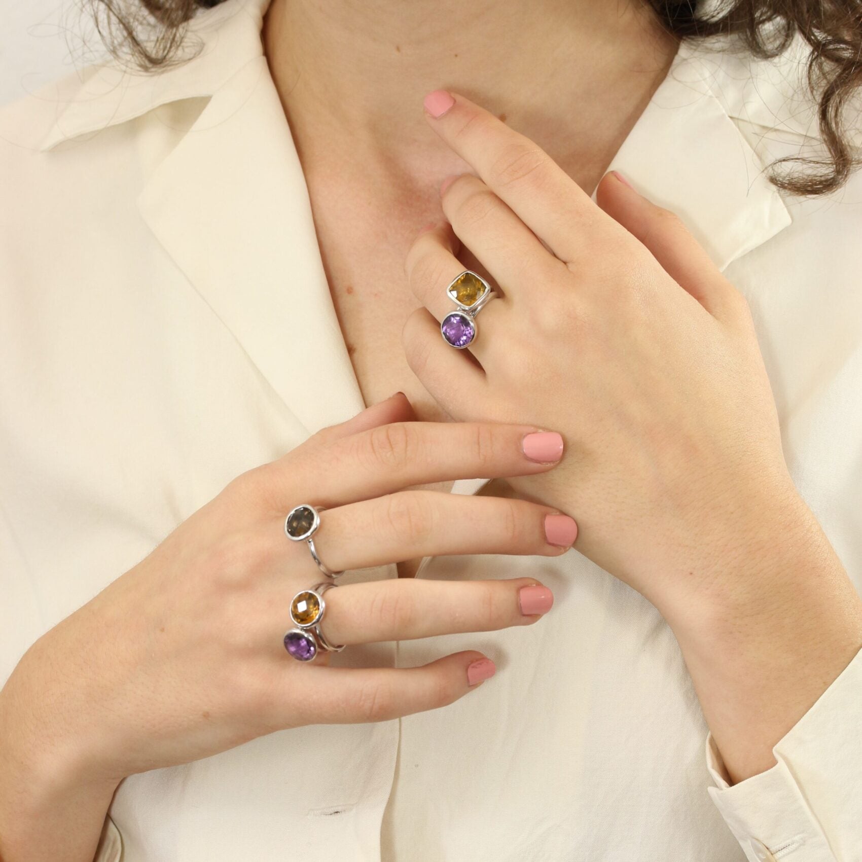 Desert Moon Quartz Ring in Sterling Silver