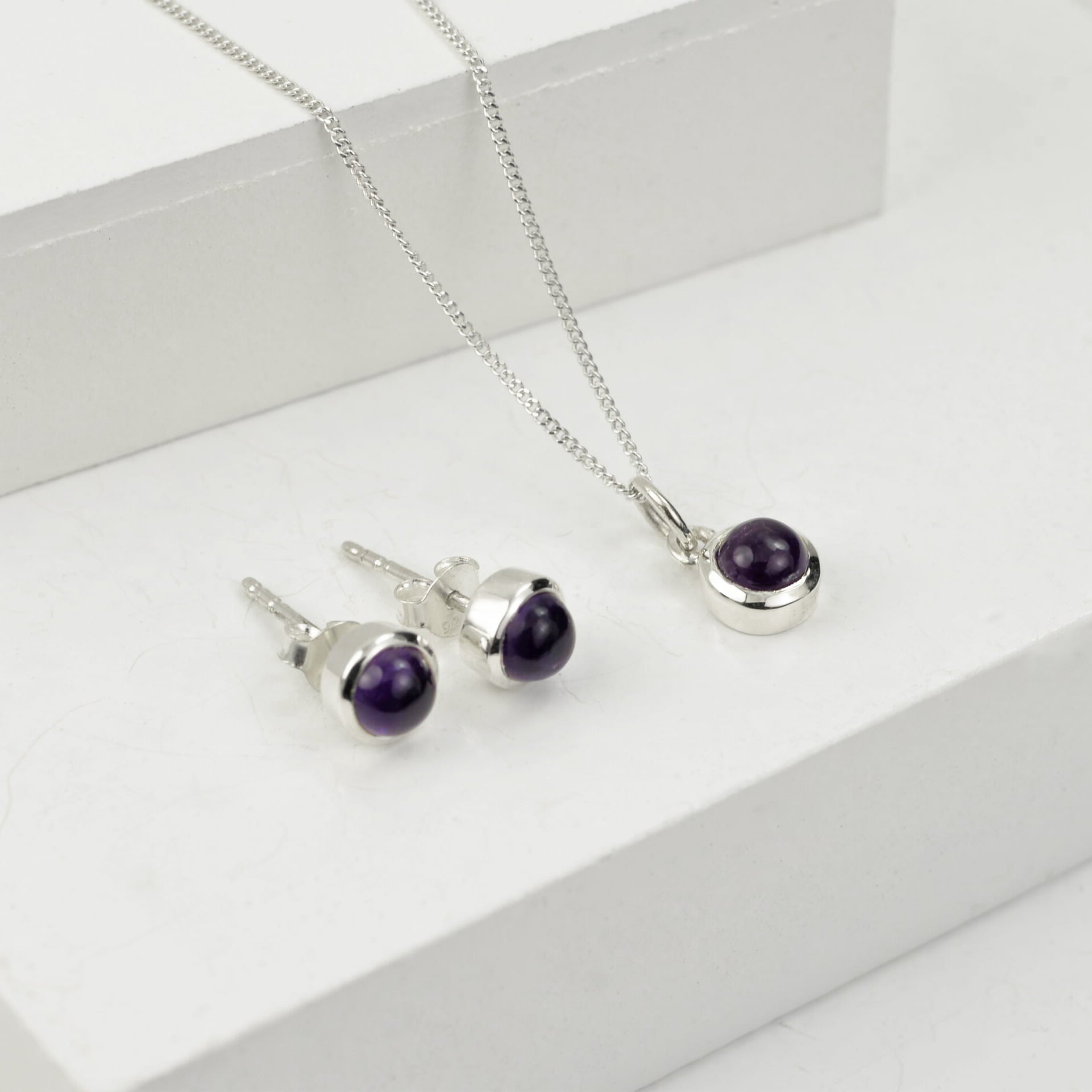 amethyst silver jewellery set
