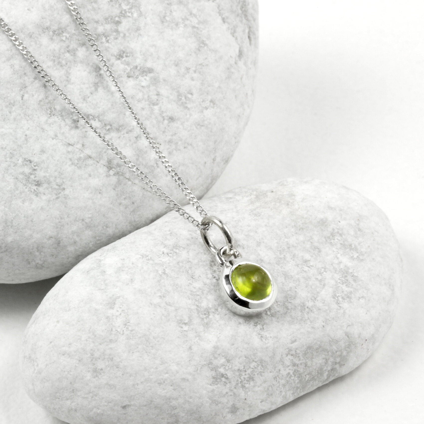 August Birthstone Jewellery Set with Peridot Studs and Charm Necklace