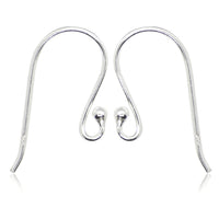 French Wire Earring Ball Hooks in Sterling Silver- Length 20mm