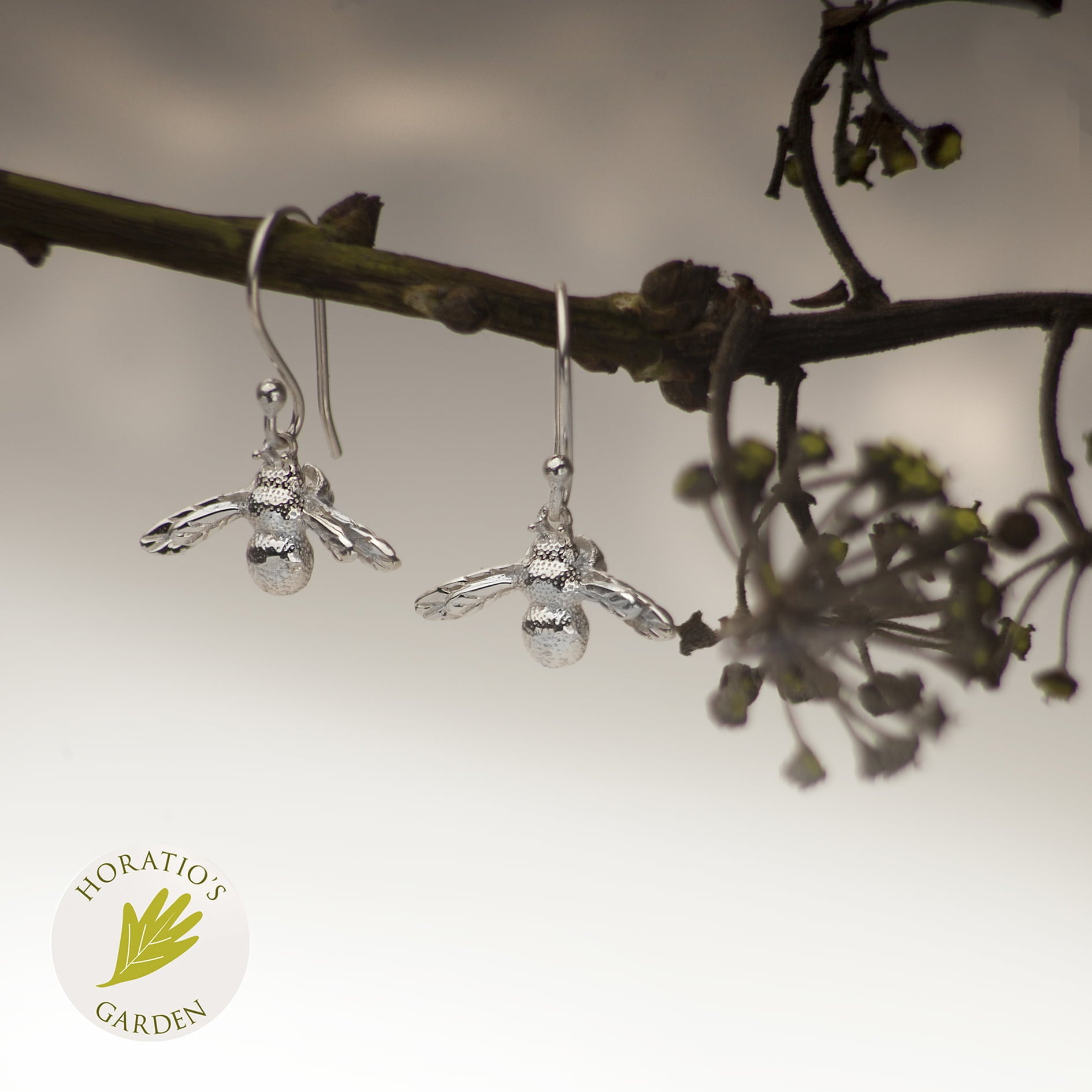 Bee Studs/Hooks Earrings in Sterling Silver