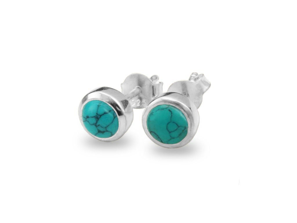 December Birthstone Earrings with Turquiose in sterling silver