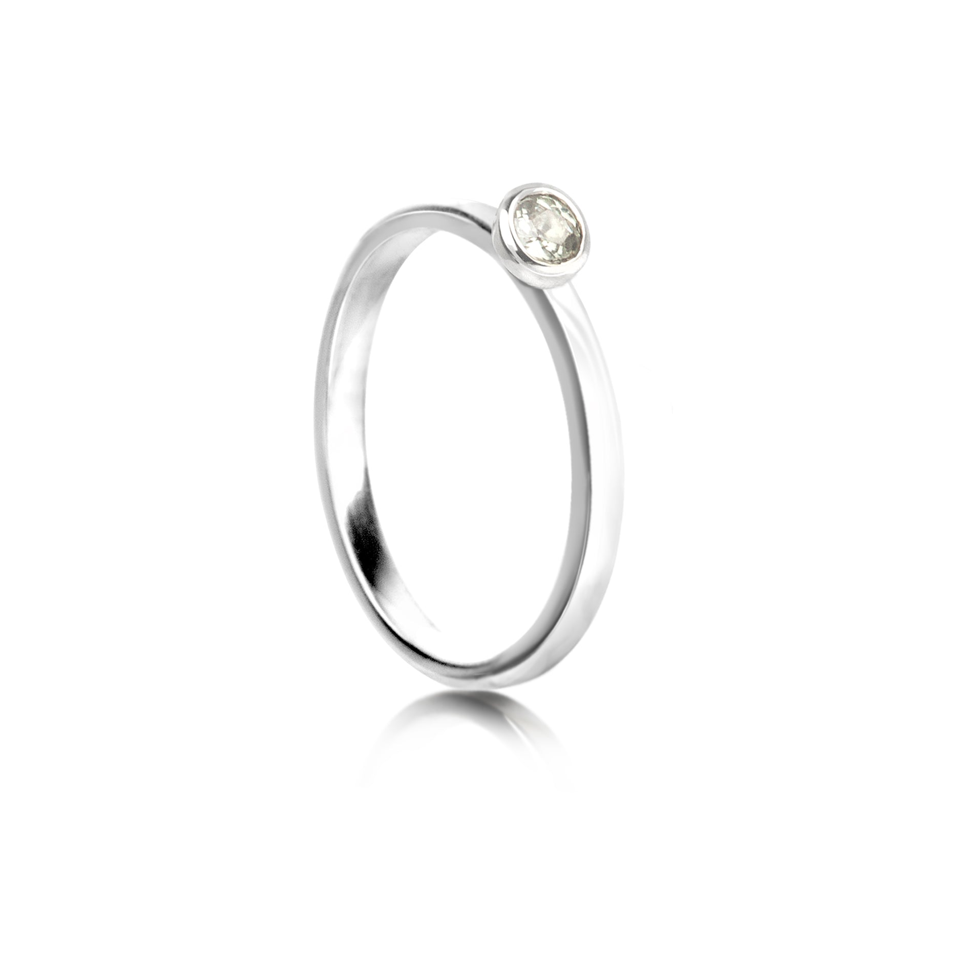 March Birthstone Stackable Ring – Aqua Chalcedony in Sterling Silver