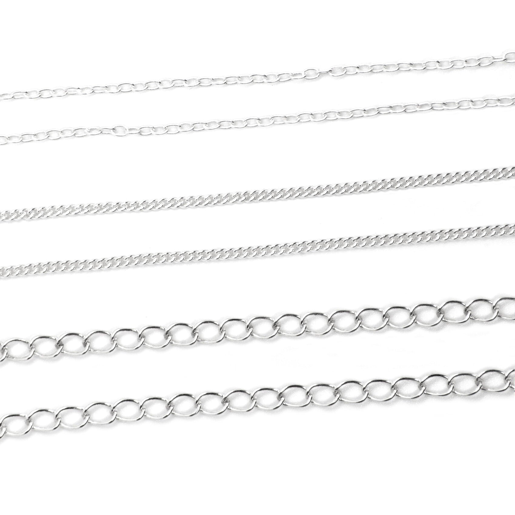 Loose Chain 1 meter in Sterling silver: Extension, Curb and Link