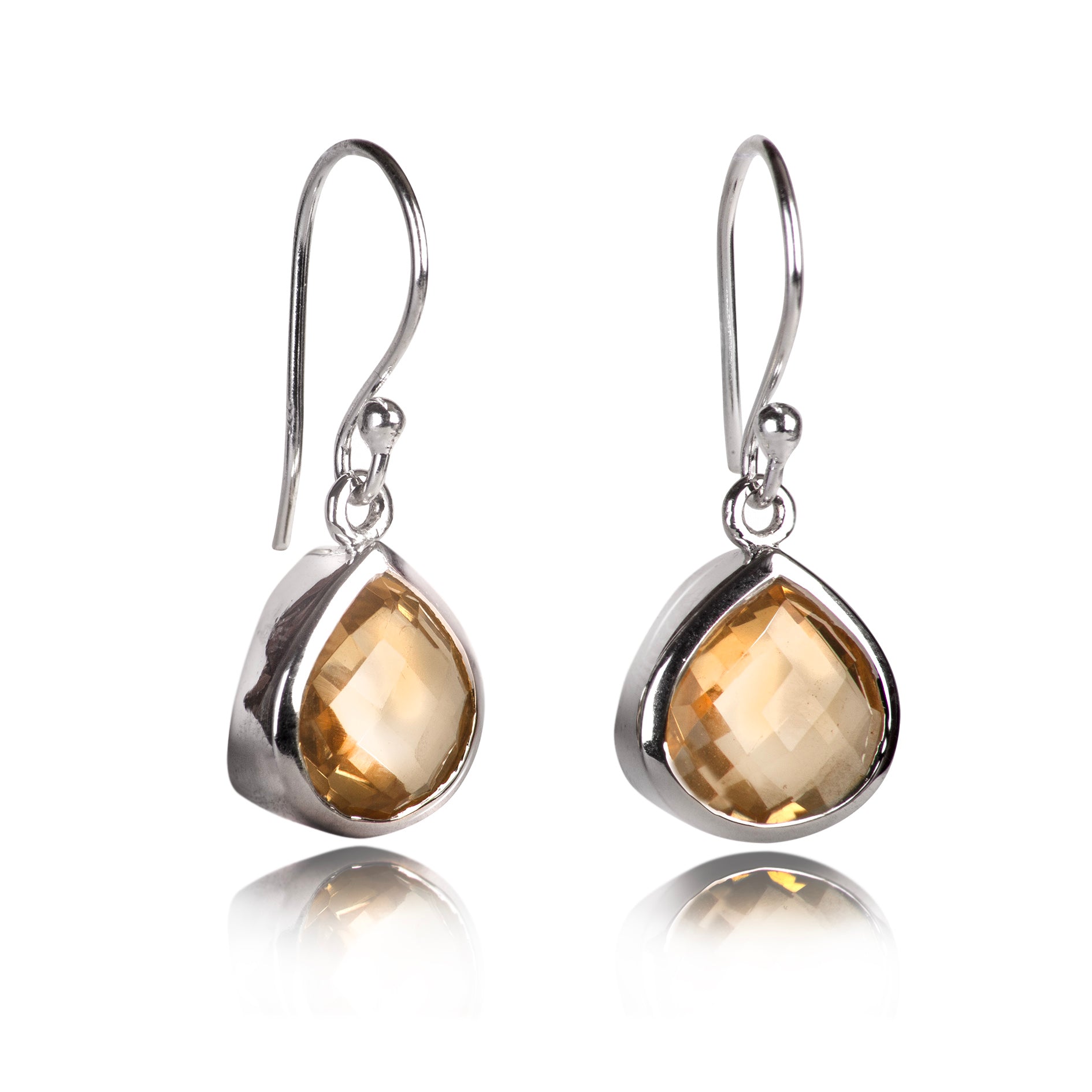 Pear-Shaped Citrine Earrings in Sterling Silver