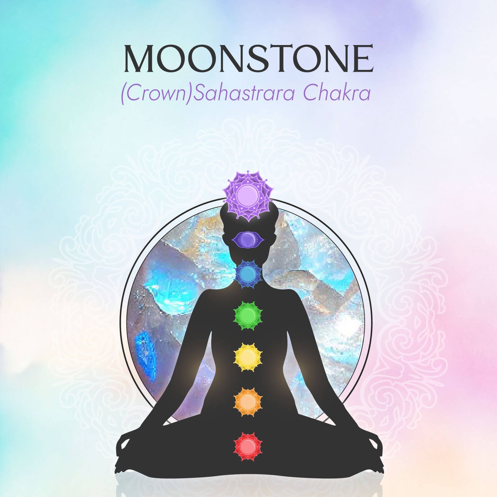 Crown Chakra/Sahastrara Charm Necklace In Gold Vermeil- Moonstone