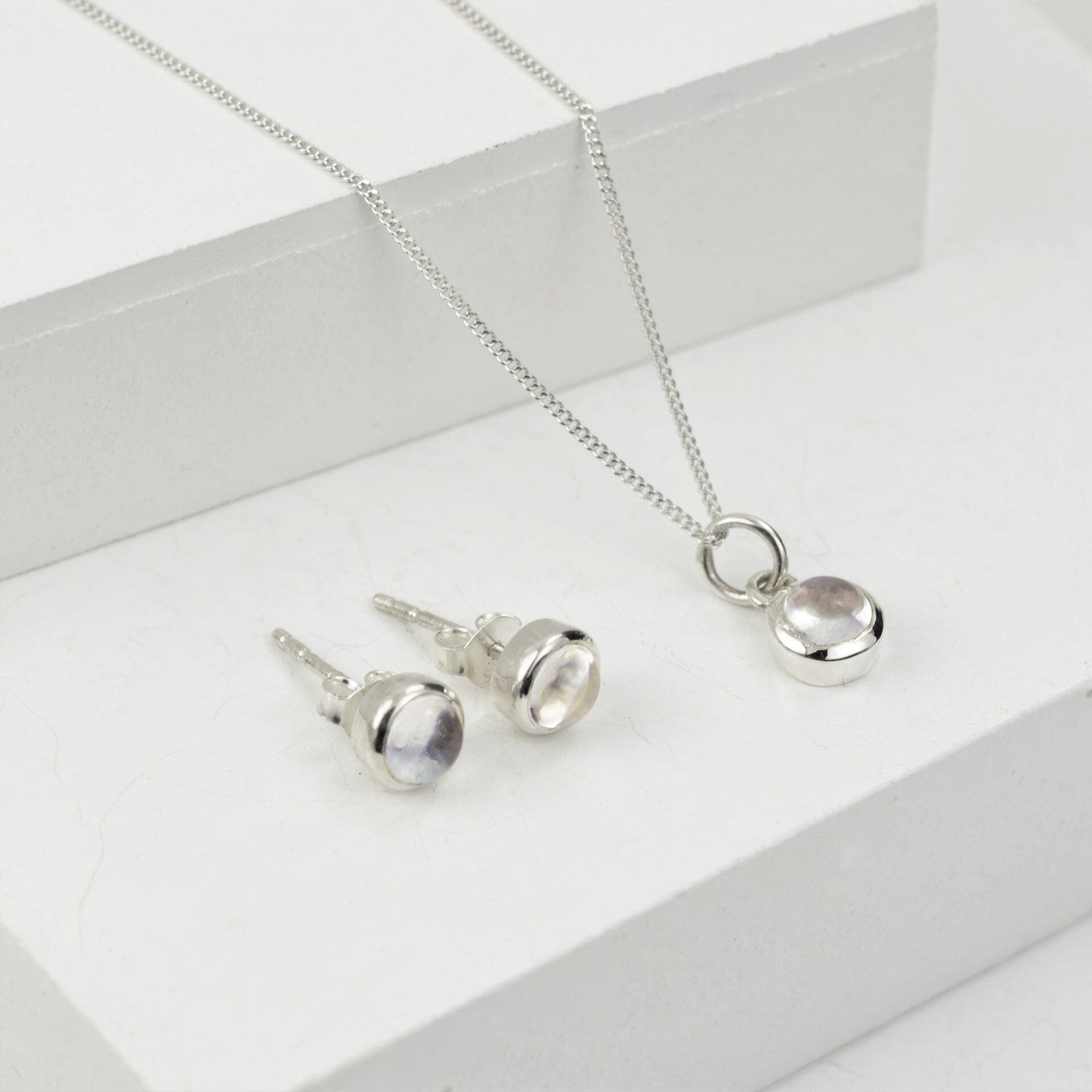 April Birthstone Jewellery Set with Crystal earring studs and pendant necklace