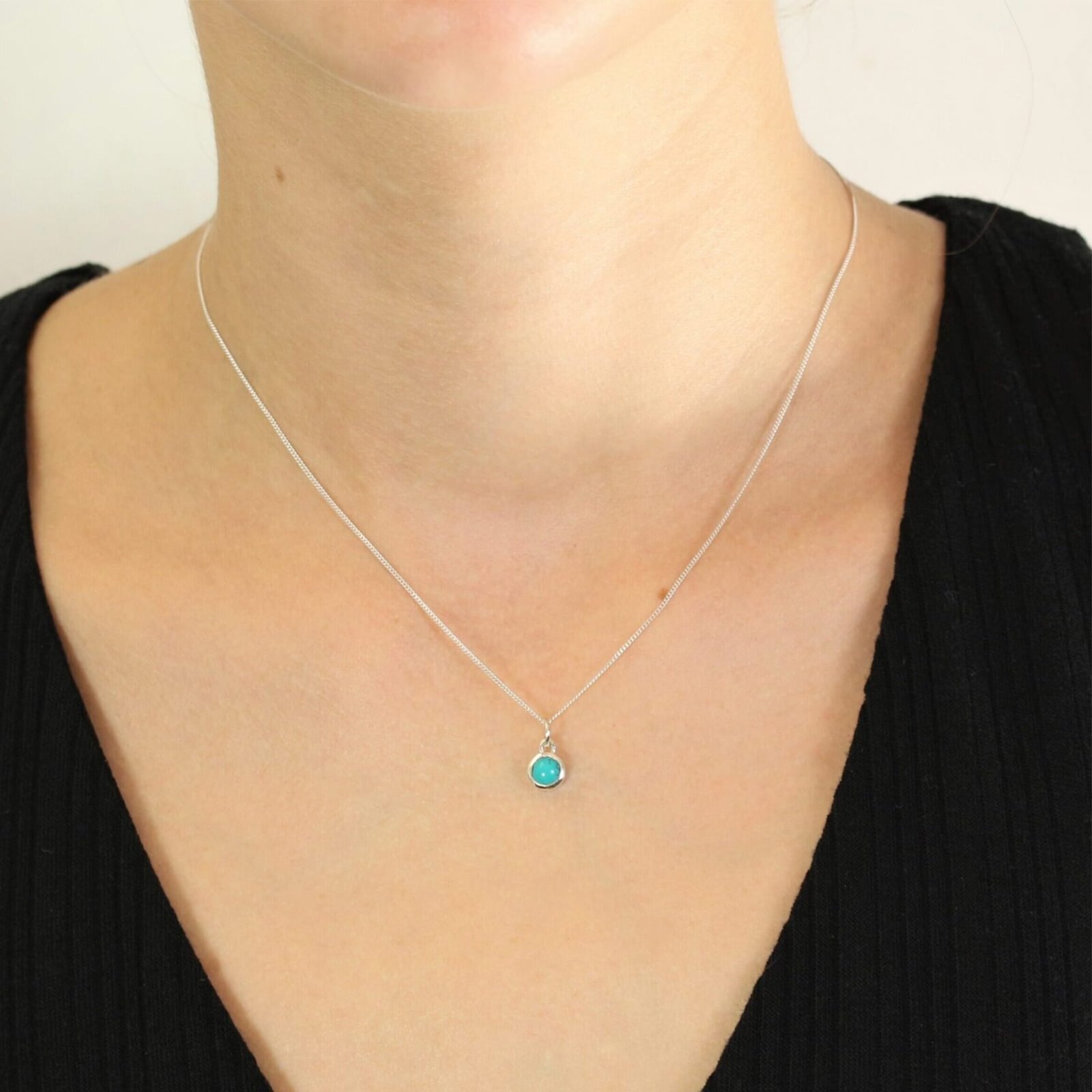 December Birthstone Jewellery Set - Turquoise Studs and Pendant Necklace
