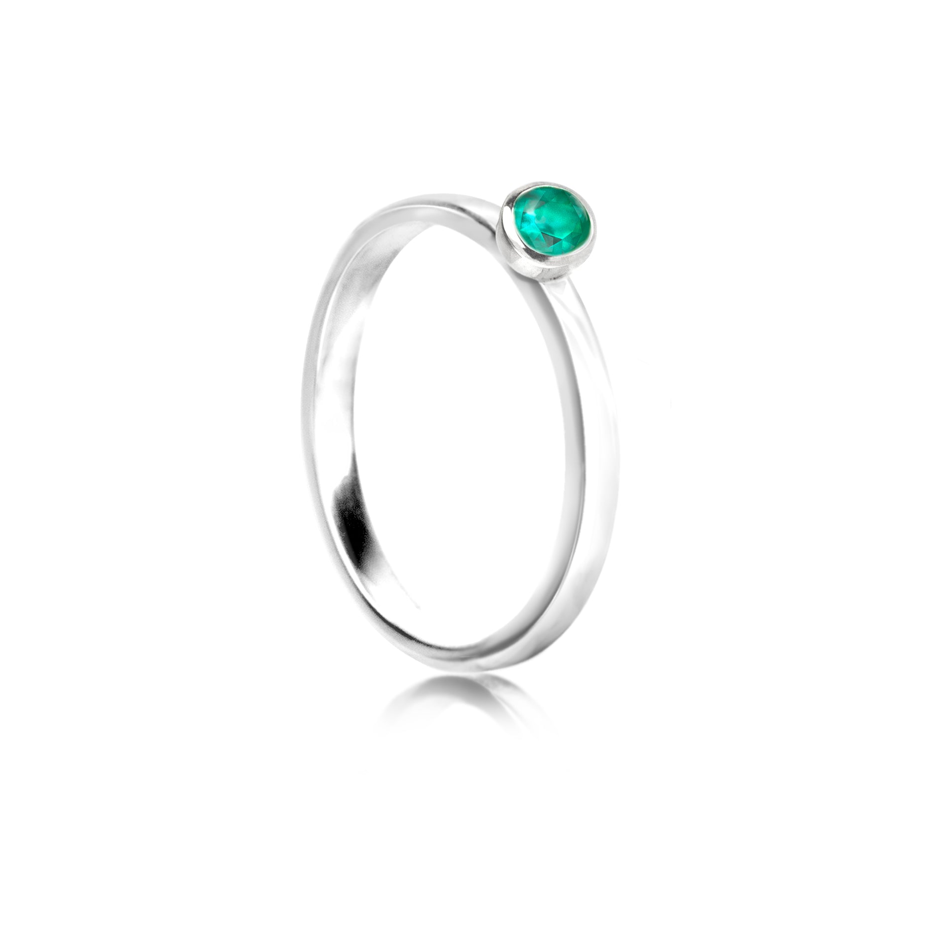 May Birthstone Stackable Ring – Emerald Gemstone in Sterling Silver