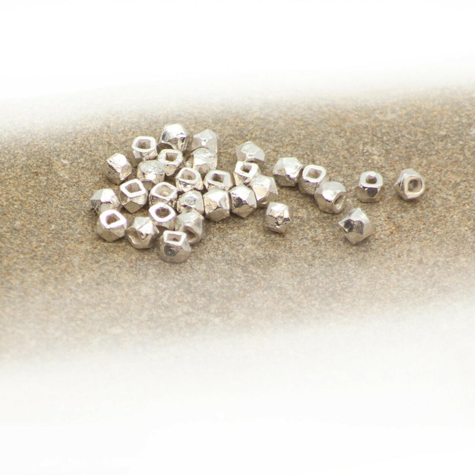 Faceted Round Hollow Beads in 925 Sterling Silver – 2mm Diameter