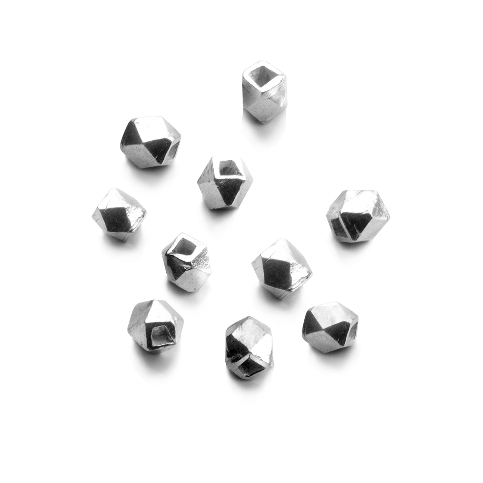 Faceted Round Hollow Beads in 925 Sterling Silver – 4.5-5mm Diameter