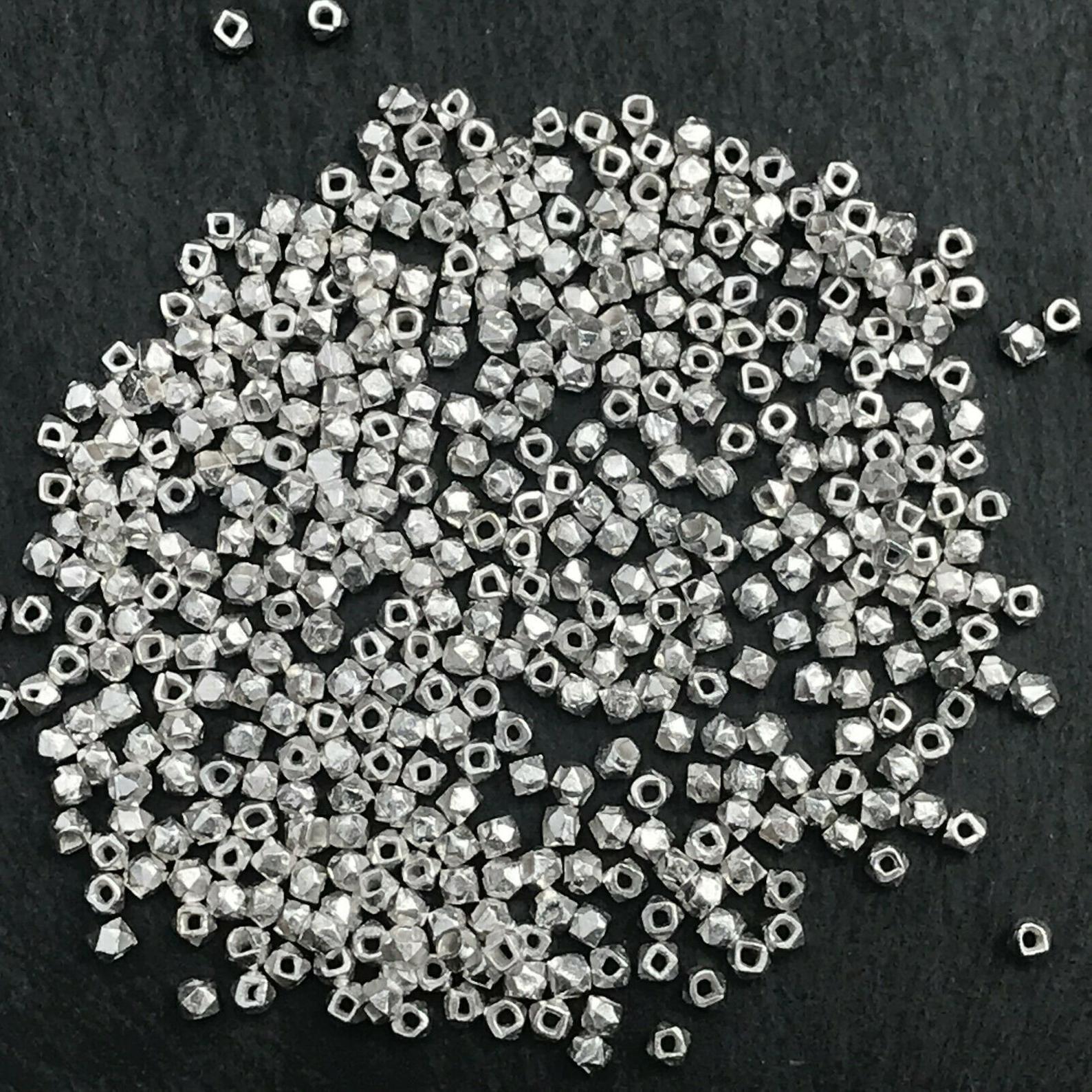 Faceted Round Hollow Beads in 925 Sterling Silver – 3mm Diameter