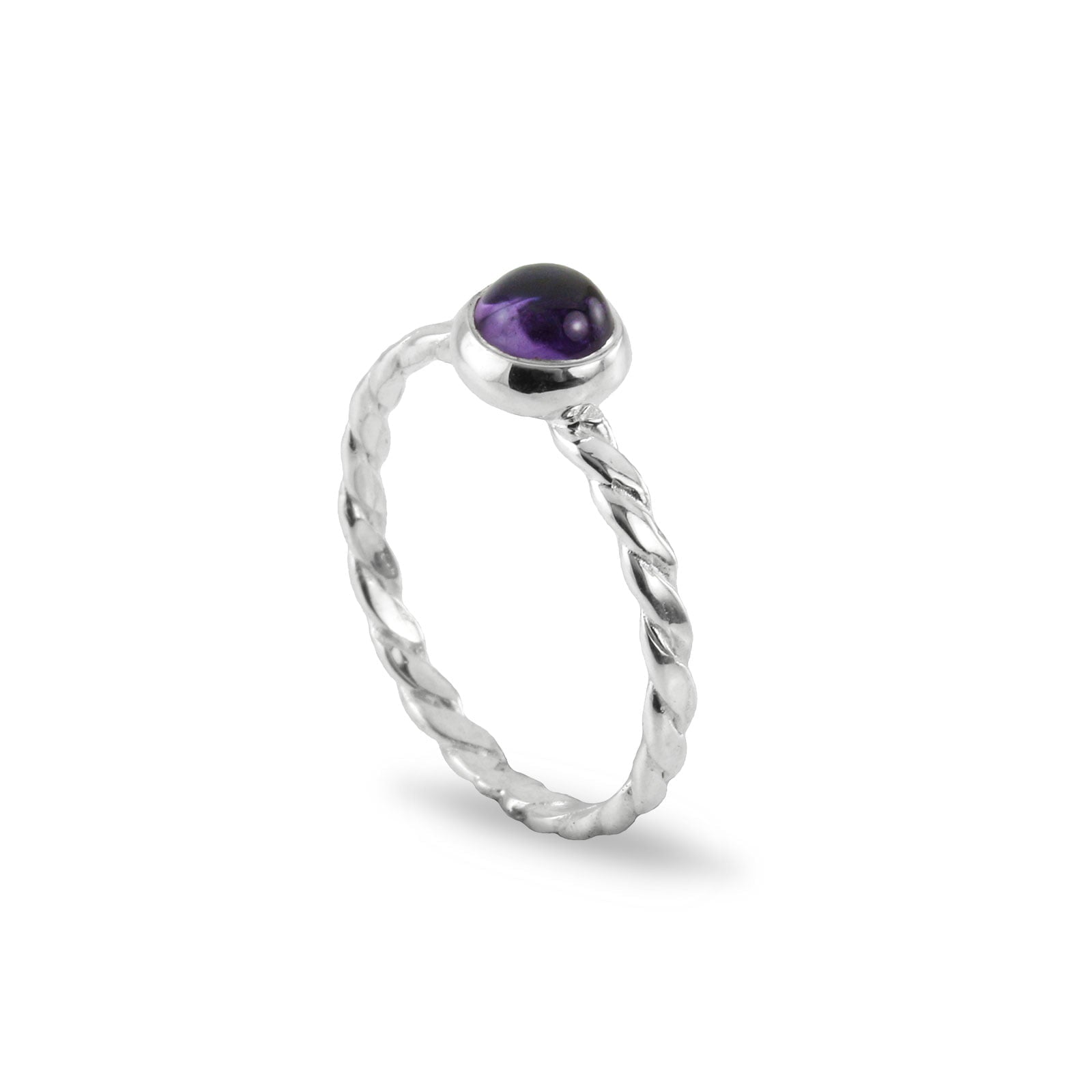 February birthstone ring with amethyst in sterling silver