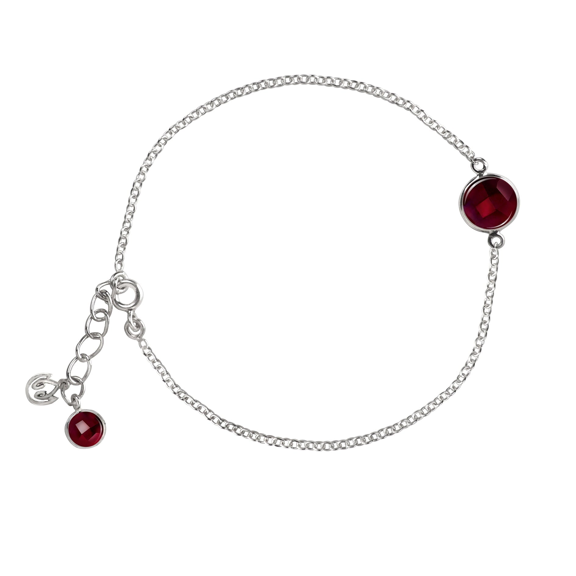 Garnet Chain Bracelet In Sterling Silver