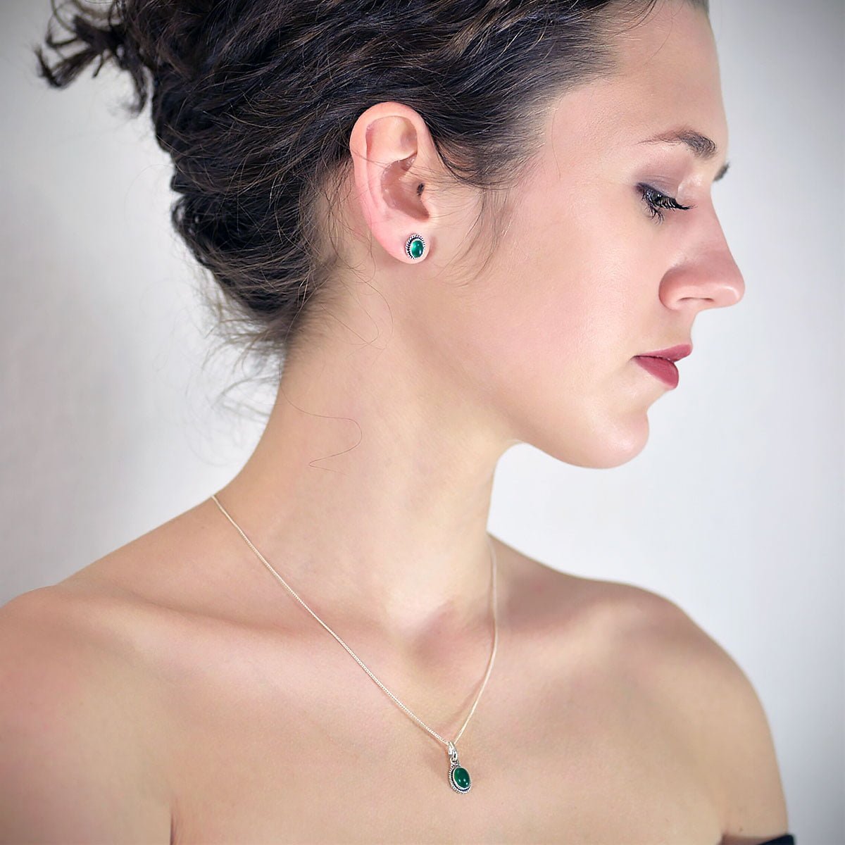 Green Onyx Jewellery Set in Sterling Silver