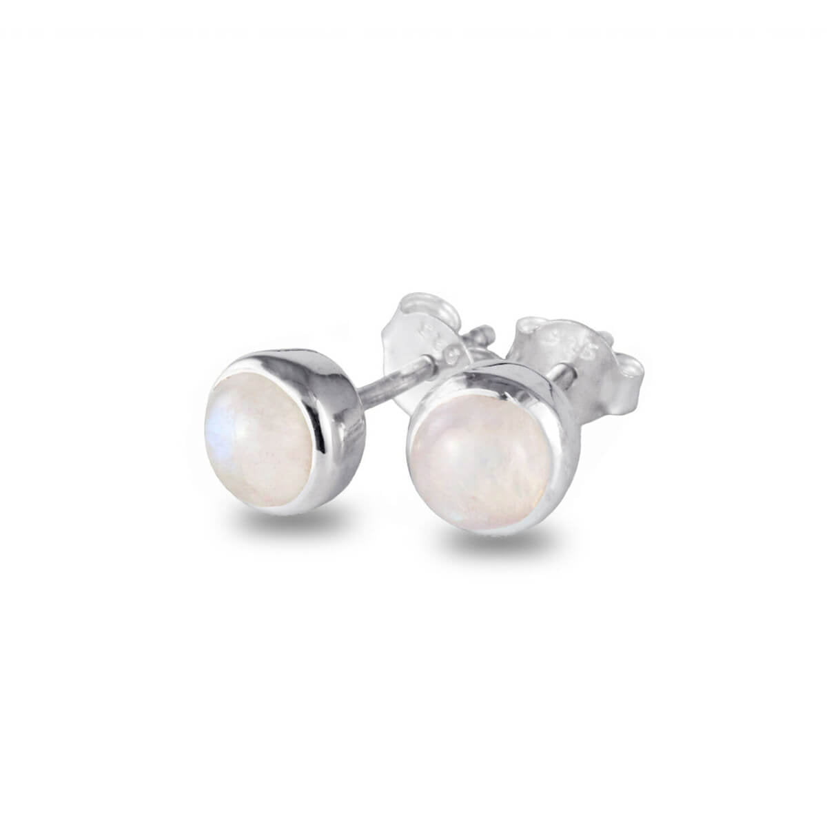 June Birthstone Earring Studs with Moonstone in Sterling Silver
