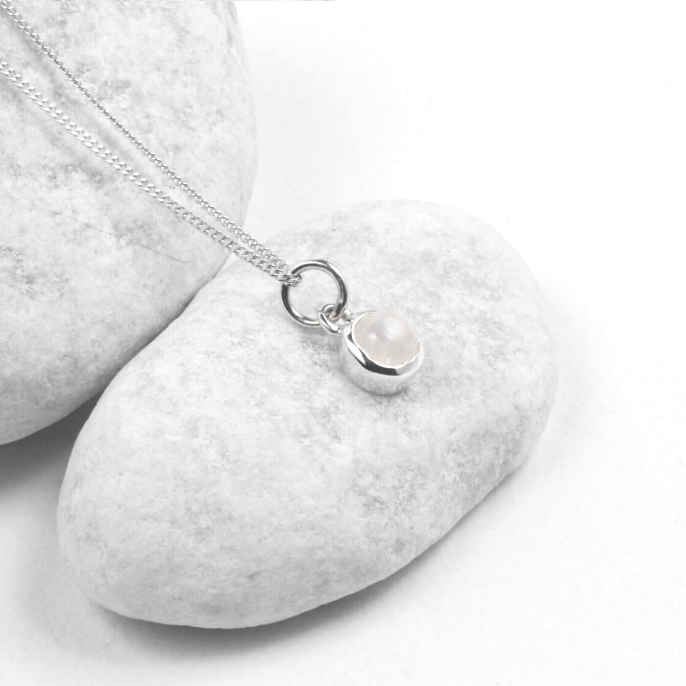 June Birthstone Necklace with Moonstone in Sterling Silver