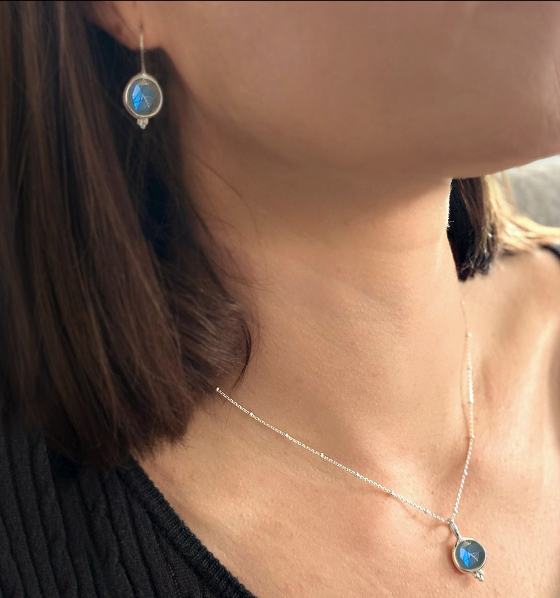 Labradorite 'You Are Loved' Hook Earrings In Gold Vermeil