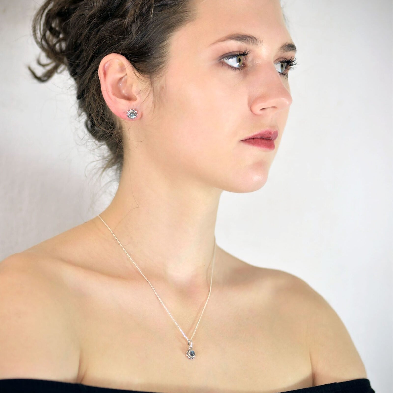 Labradorite Star Motif Jewellery set in 925 Sterling Silver