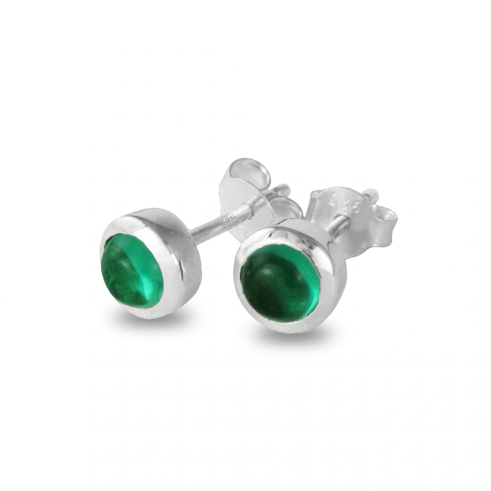 May Birthstone Earrings - Emerald in Sterling Silver