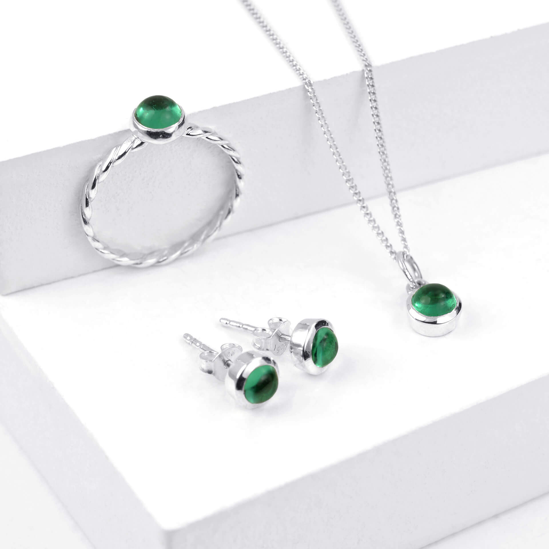 May Birthstone Jewellery Collection - Ring, Earrings, Necklace