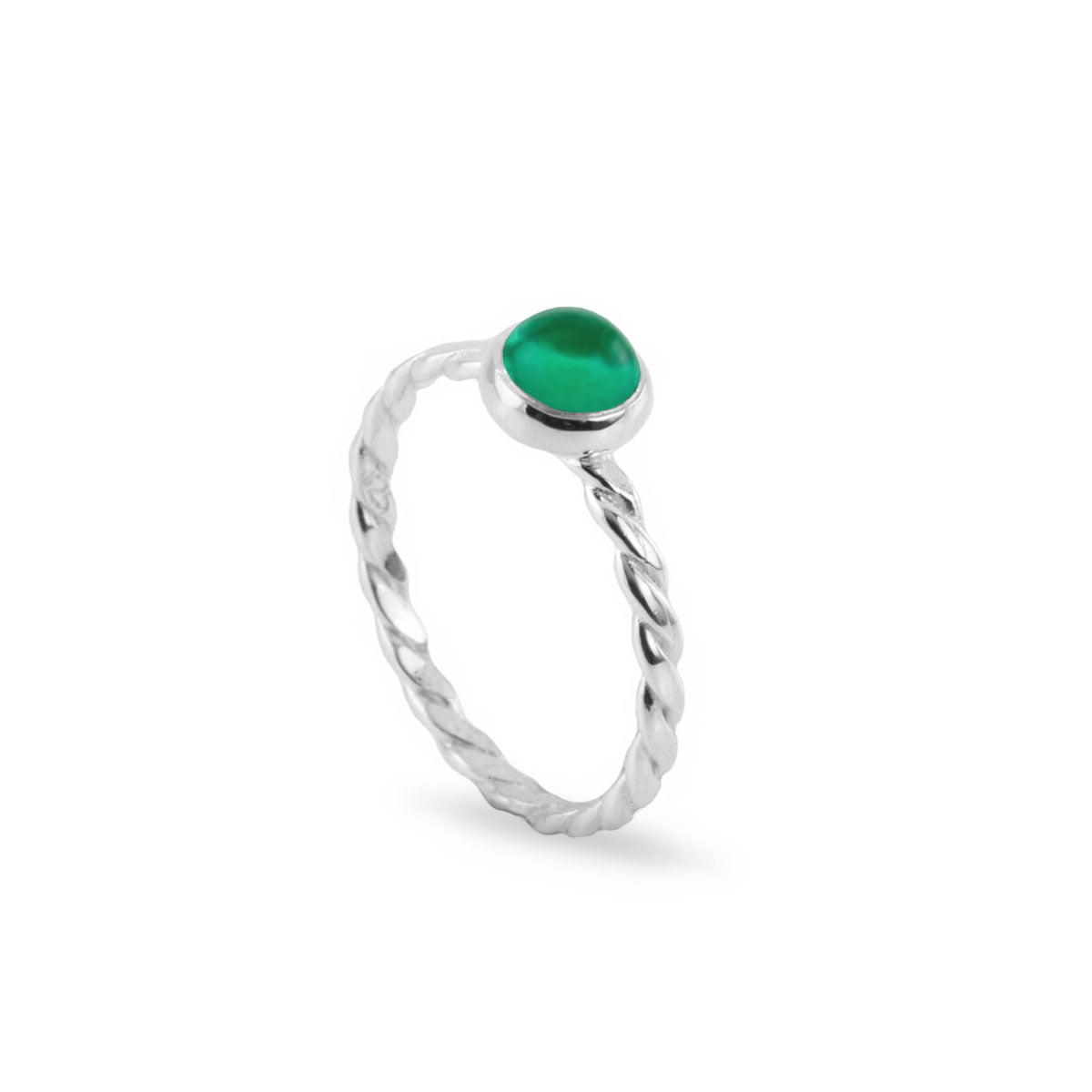 May Birthstone Ring – Emerald Gemstone in Sterling Silver