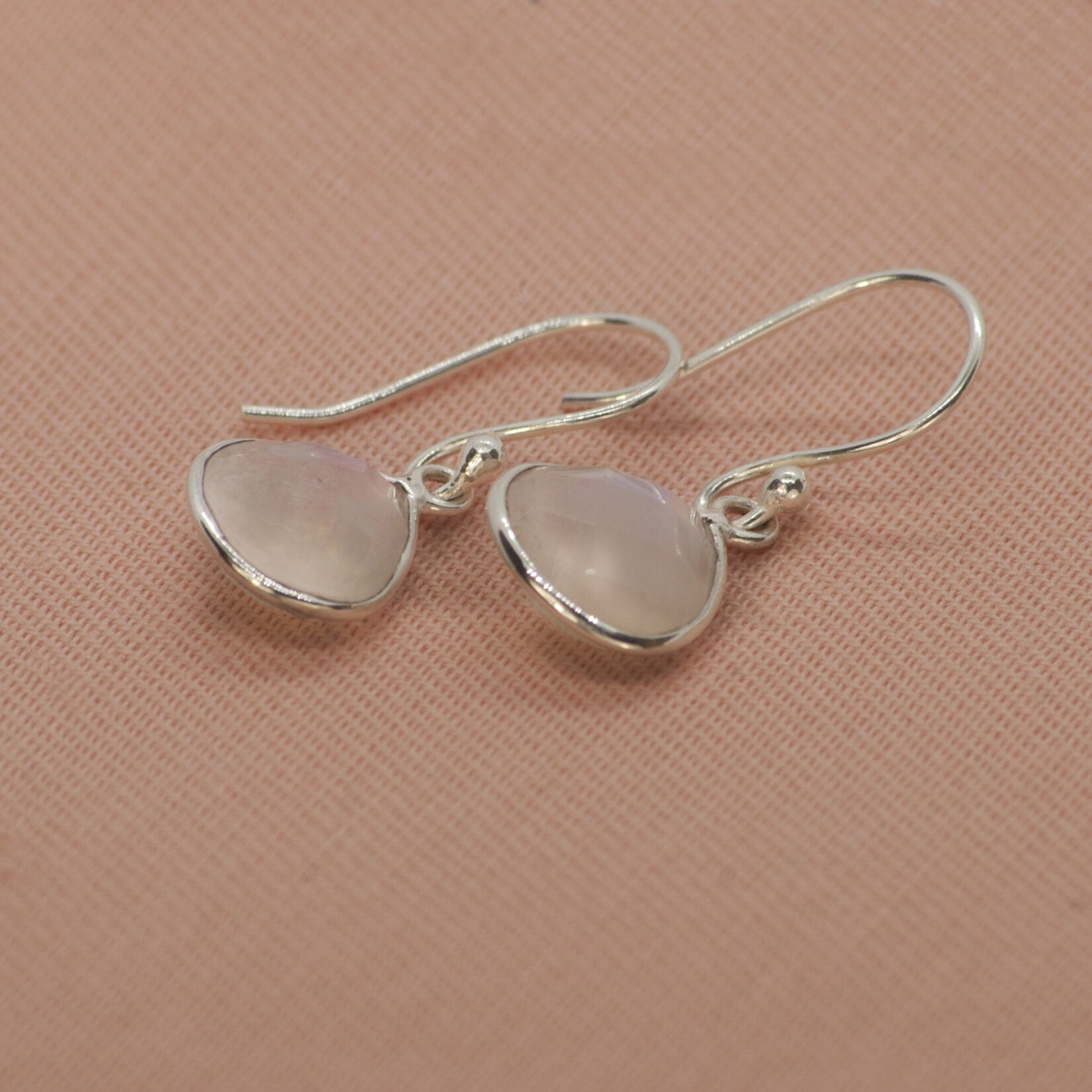 Teardrop Earrings with Moonstone and Sterling Silver